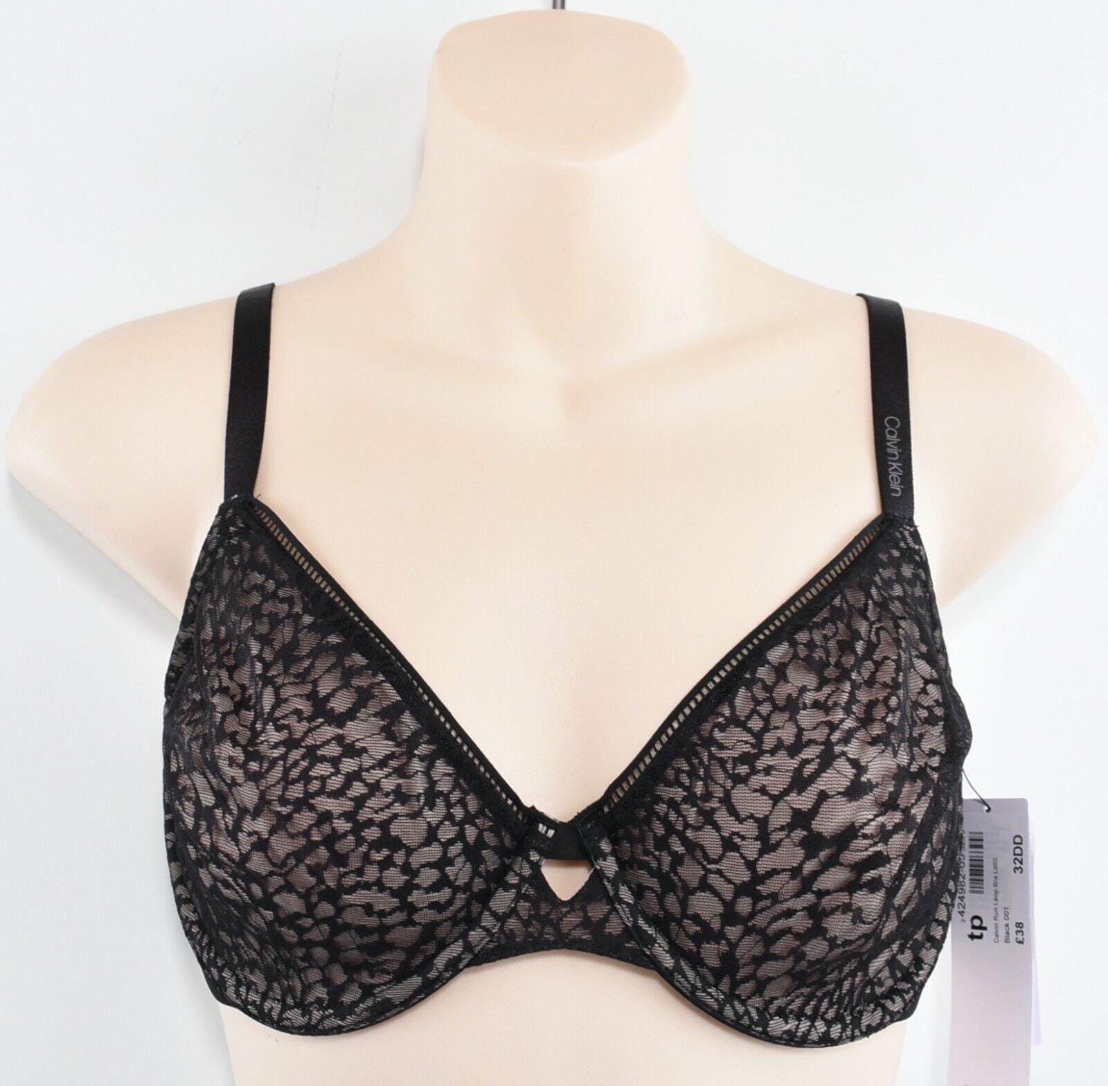 CALVIN KLEIN Women's SEDUCTIVE COMFORT Bra, Black/Nude, size 32DD