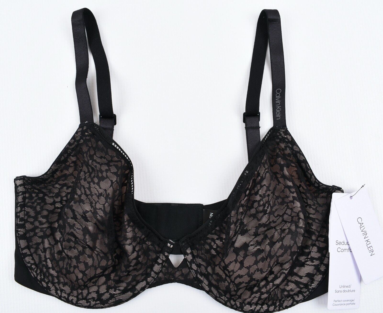 CALVIN KLEIN Women's SEDUCTIVE COMFORT Bra, Black/Nude, size 32DD
