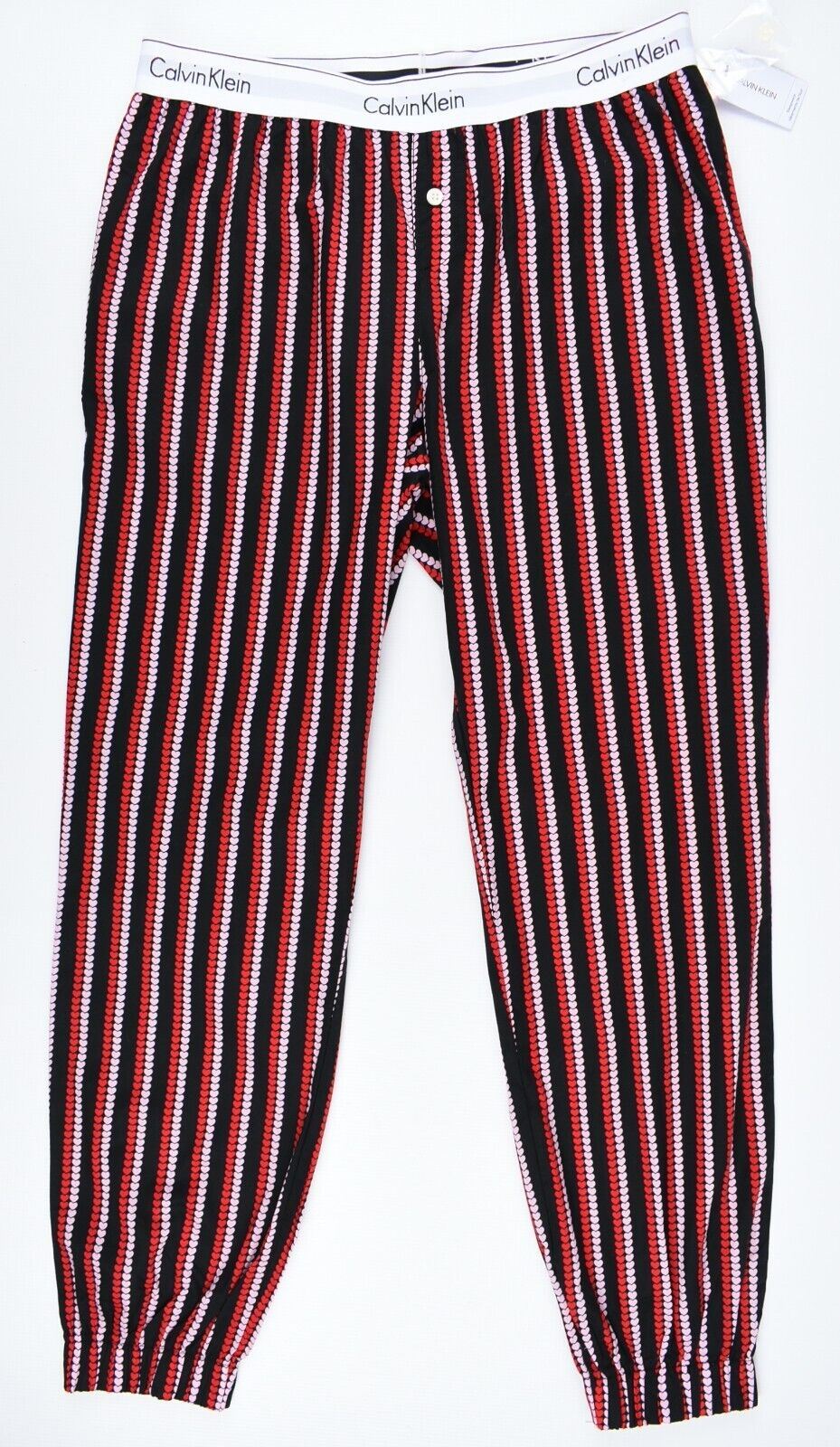 CALVIN KLEIN Women's Lounge Pants, Pyjama Bottoms, Black/Hearts Print, size M