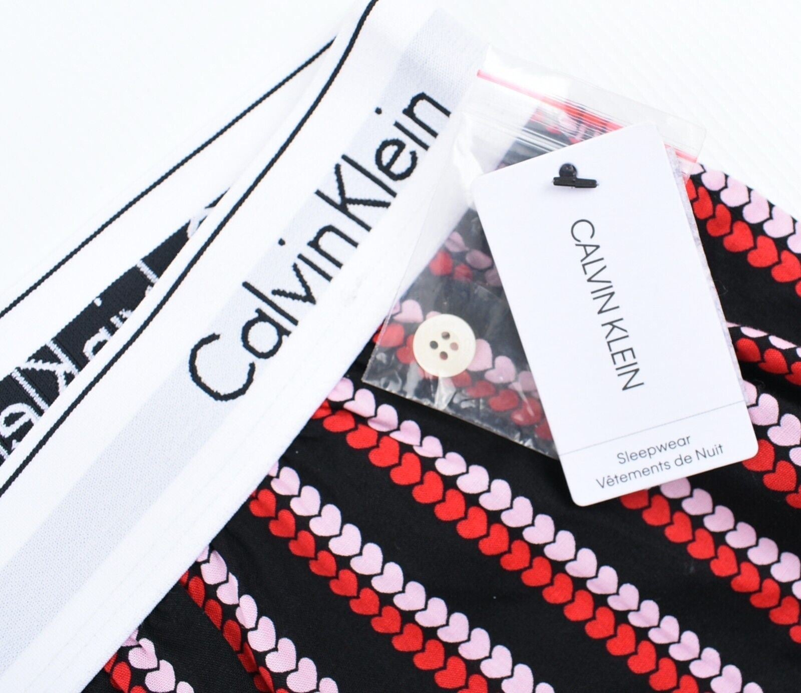 CALVIN KLEIN Women's Lounge Pants, Pyjama Bottoms, Black/Hearts Print, size M