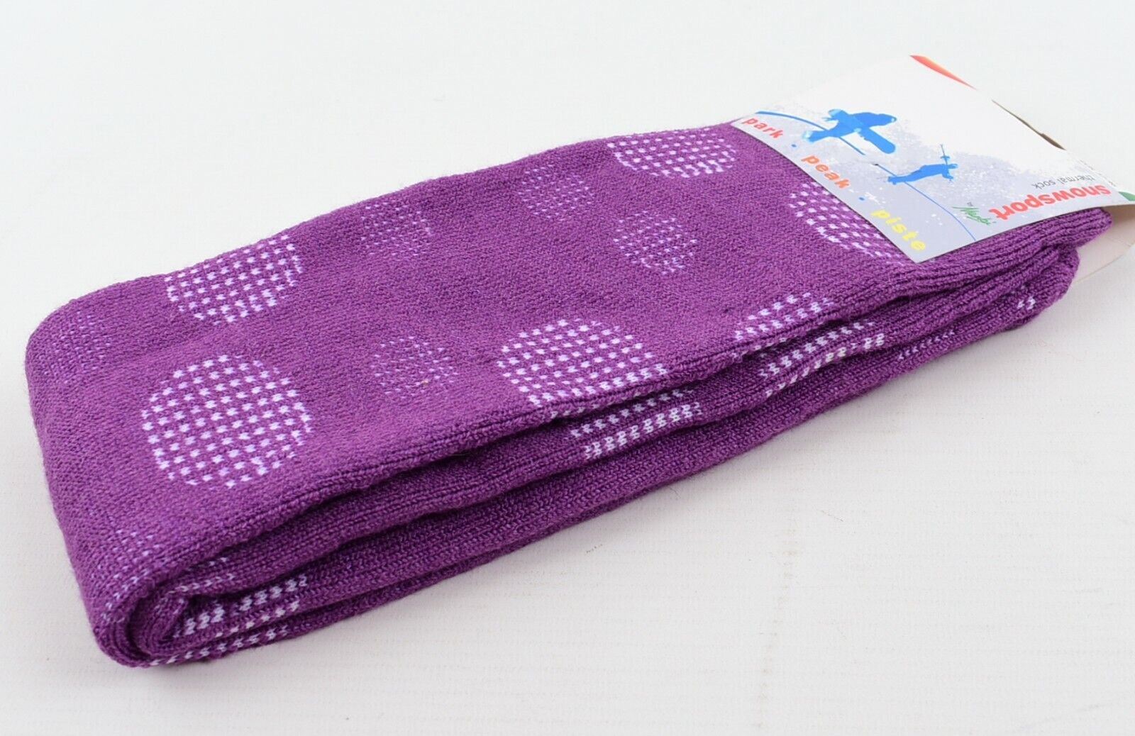 MANBI 24" Purple/Dotty Thermal Socks, Wool Blend (40% wool) One size Unisex