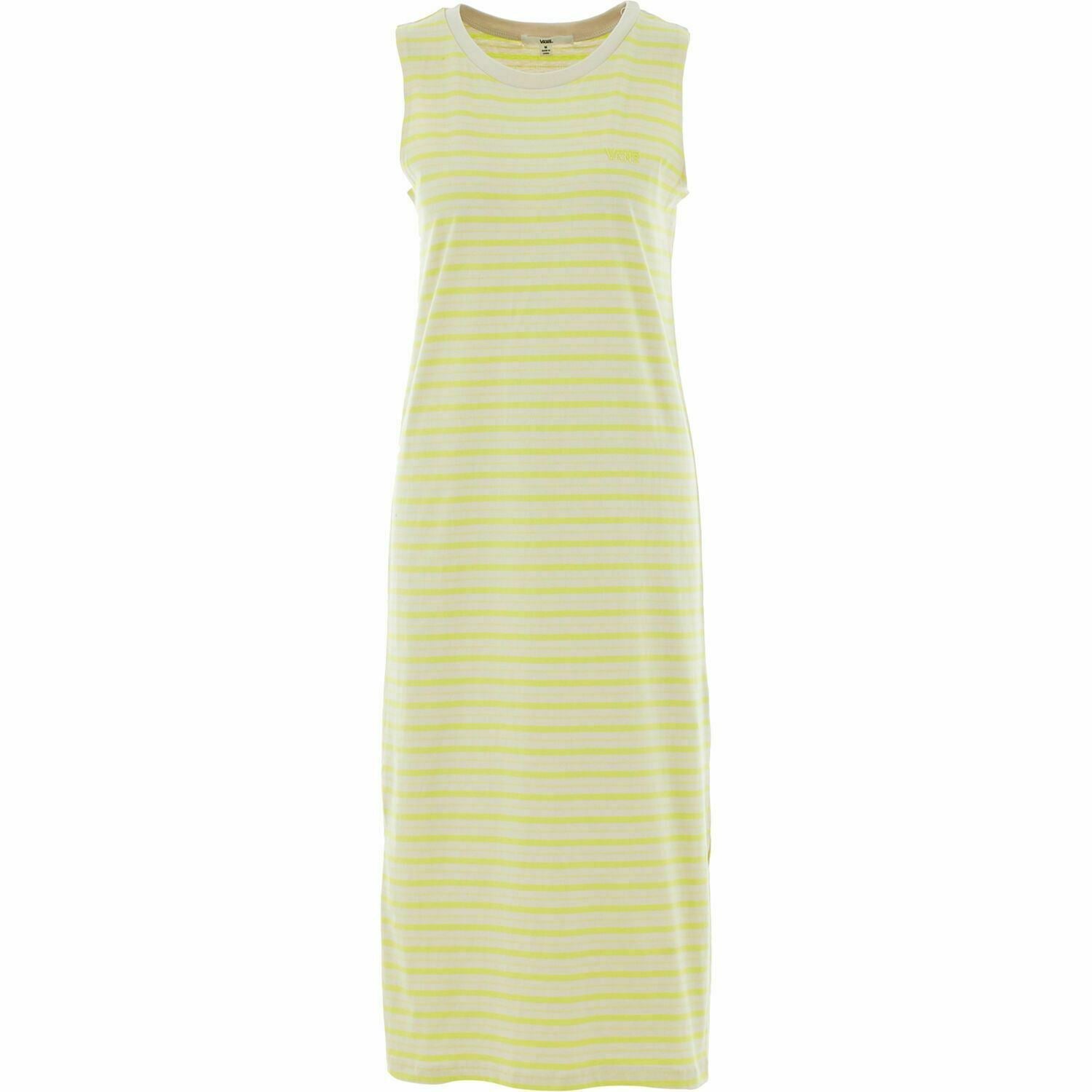 VANS Women's Mini Check Jersey Dress, Midi Length, Lemon Tonic, size S