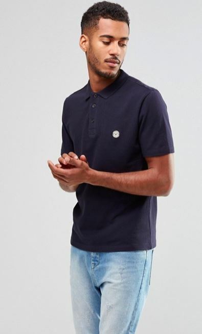 LE BREVE Mens Blue Blank Polo Shirt size M