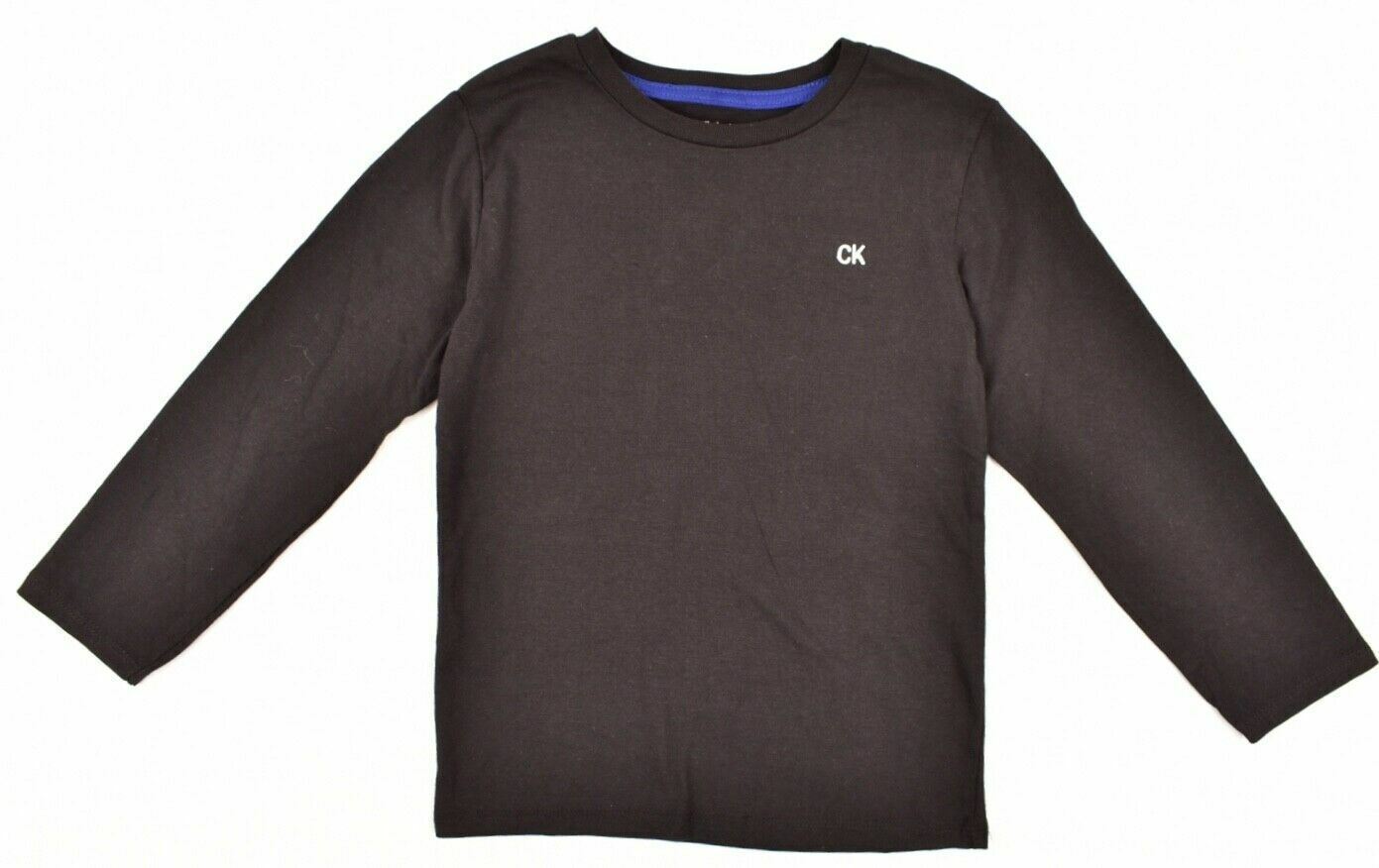CALVIN KLEIN Boys' Kids Long Sleeve Logo Print Top, Black, 4 years or 6 years