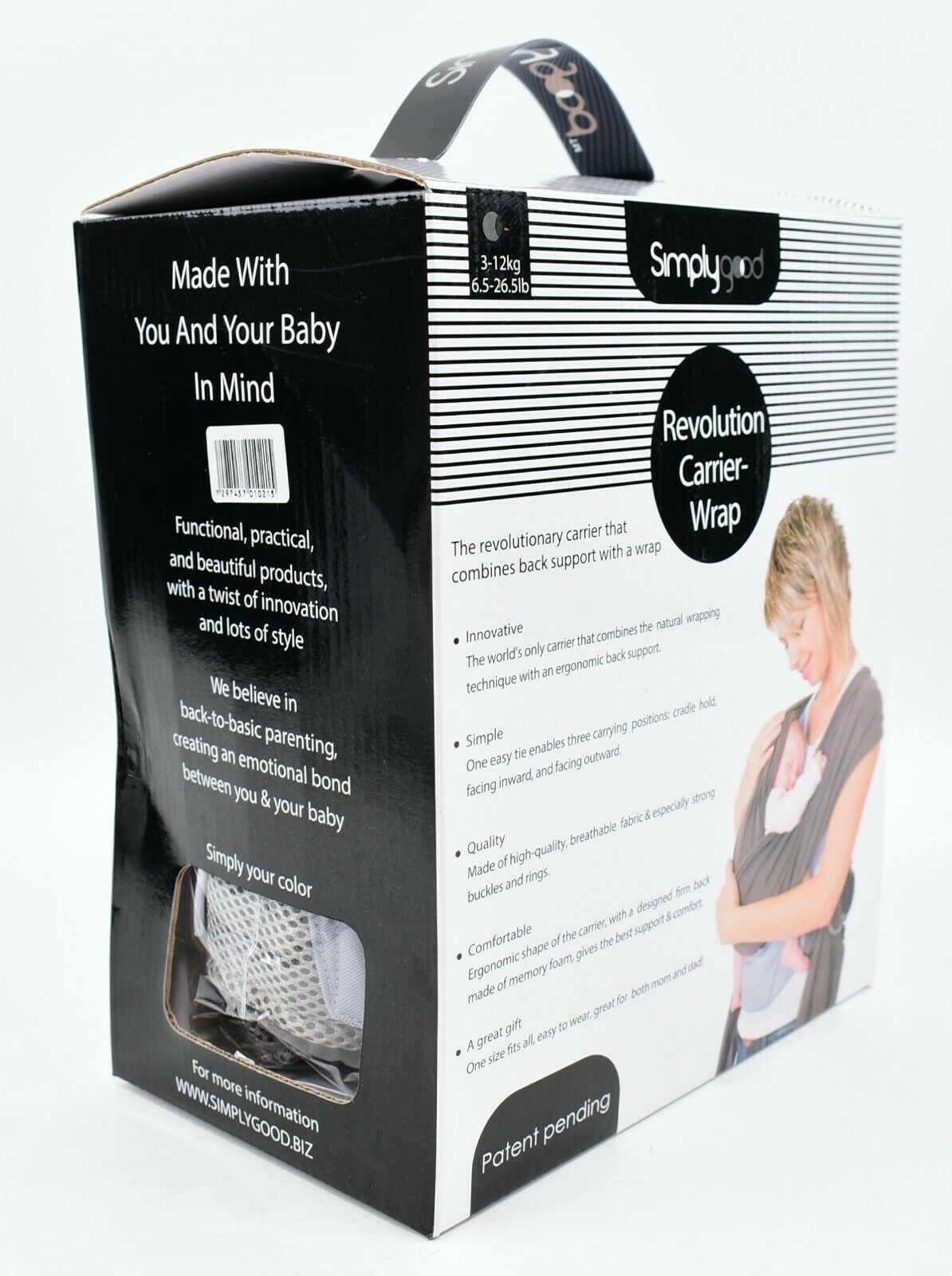 SIMPLY GOOD Revolution Baby Carrier Wrap, Grey, 3-12 kg