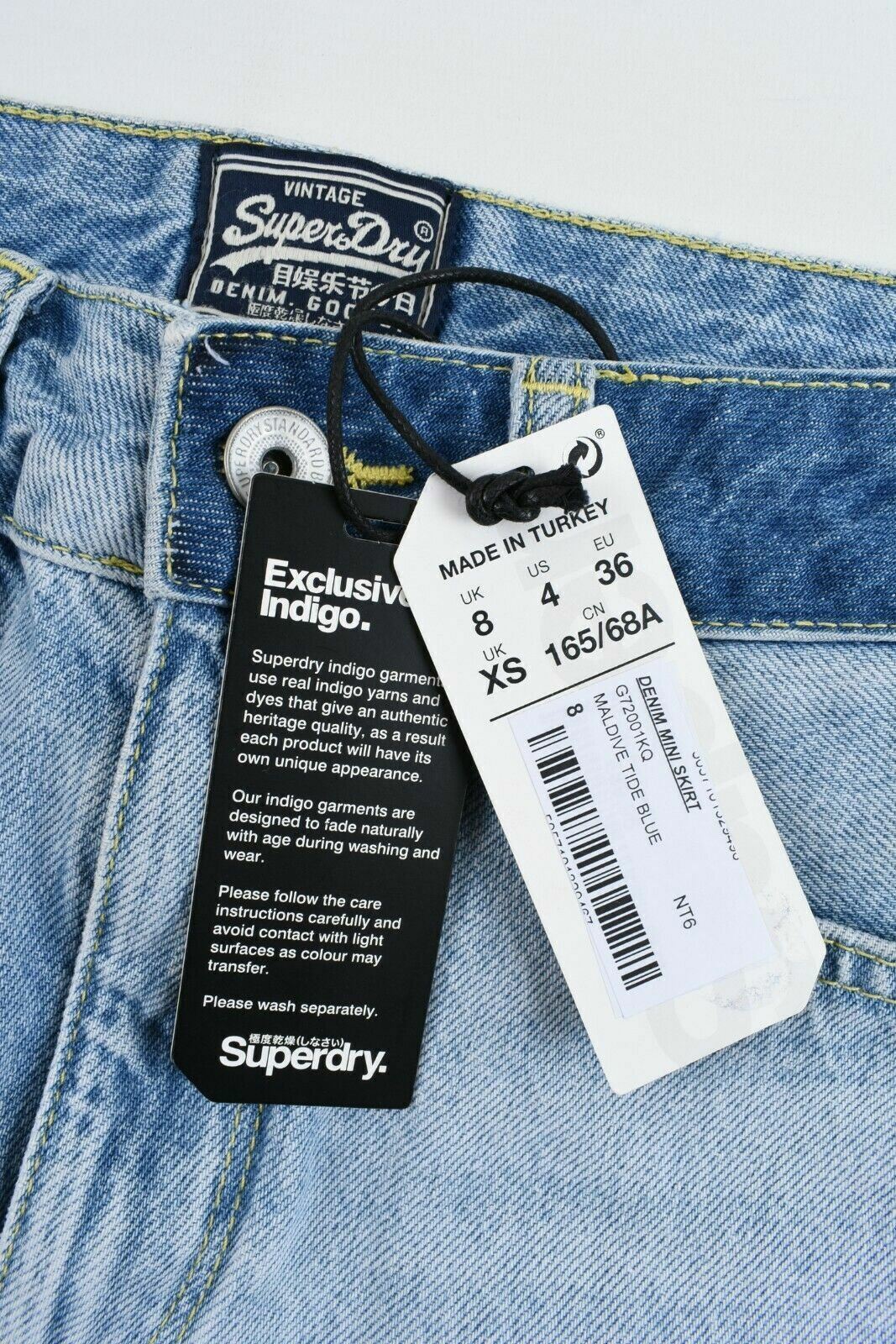 SUPERDRY Women's Denim Mini Skirt, Maldive Tide Blue, size XS / UK 8