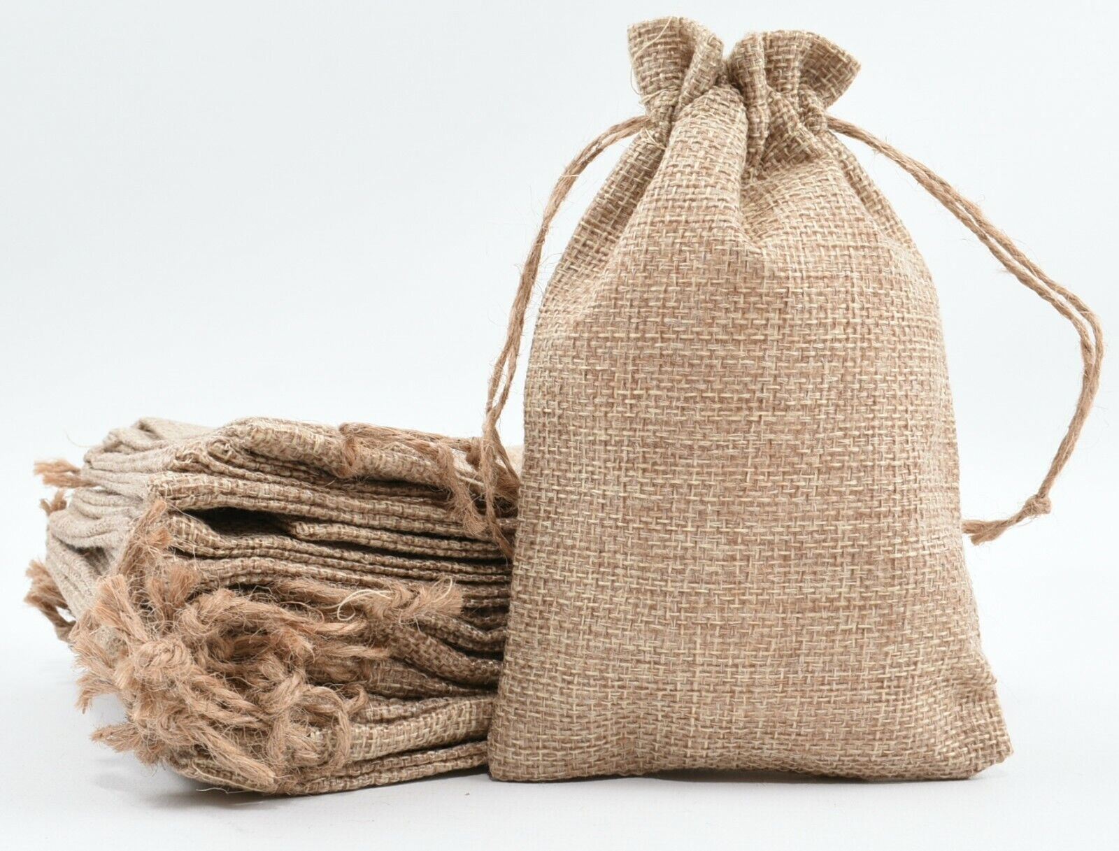 25x JUTE BURLAP DRAWSTRING BAGS Pouch Wedding Favour Gift Sacks - 10x15cm