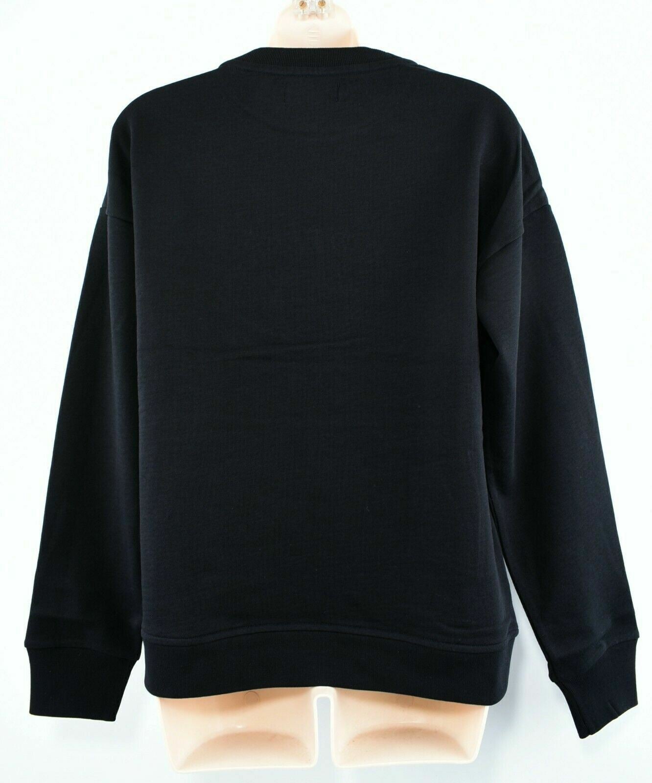 FRED PERRY Women's Black Embroidered Logo Cotton Jersey Sweatshirt, UK 8