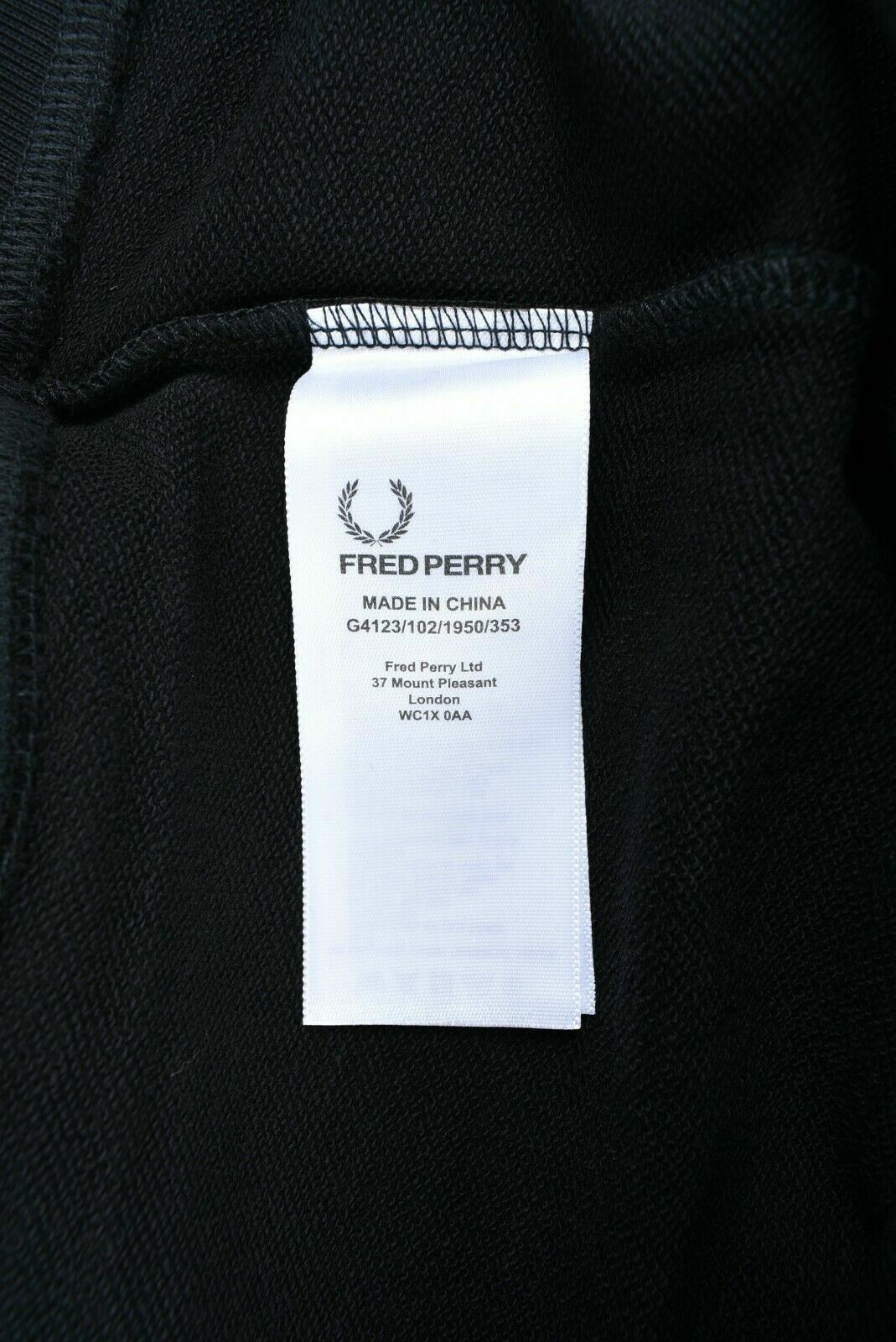 FRED PERRY Women's Black Embroidered Logo Cotton Jersey Sweatshirt, UK 8