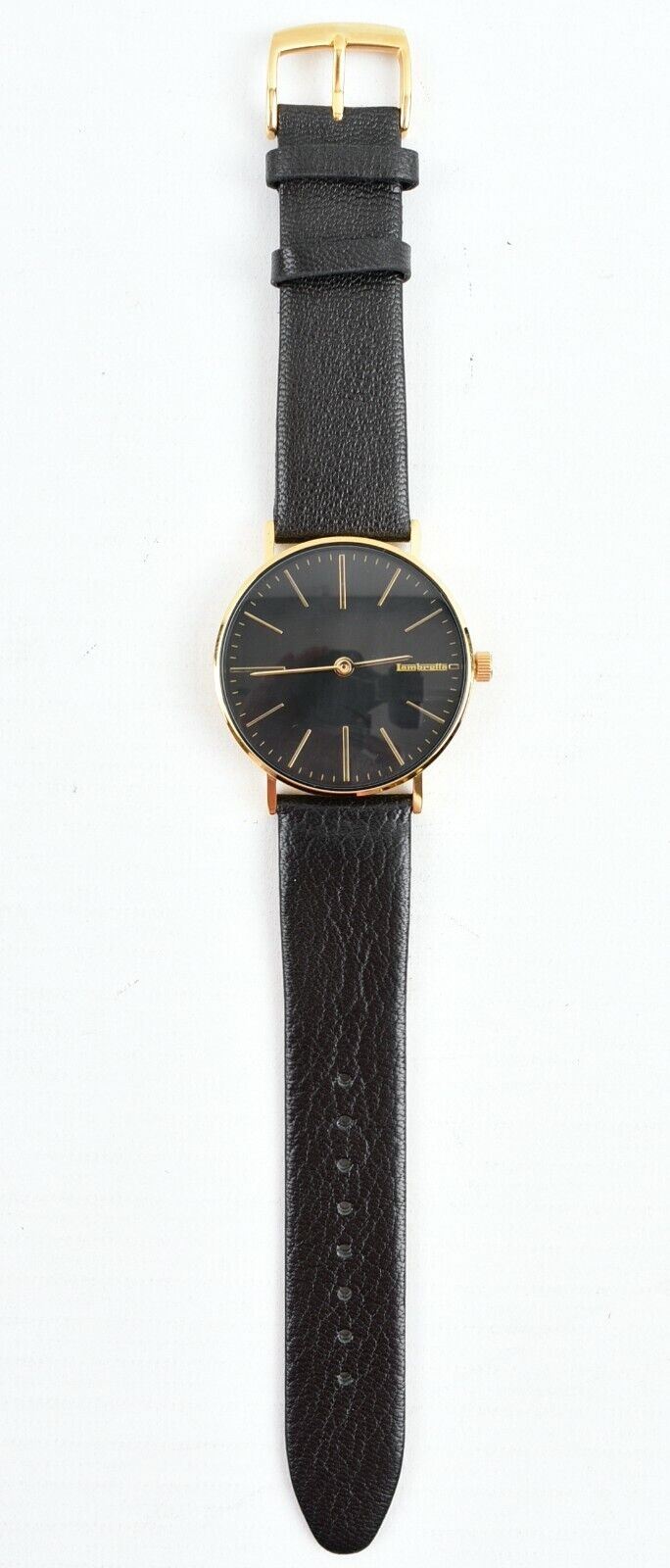 LAMBRETTA Women's CESARE Watch, Black Leather Strap /Black Dial /Gold Casing
