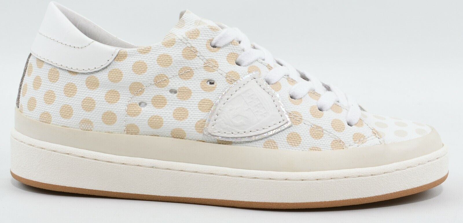 PHILIPPE MODEL Women's Beige Polka Dot Leather Trainers, Wedge Heel, size UK 3