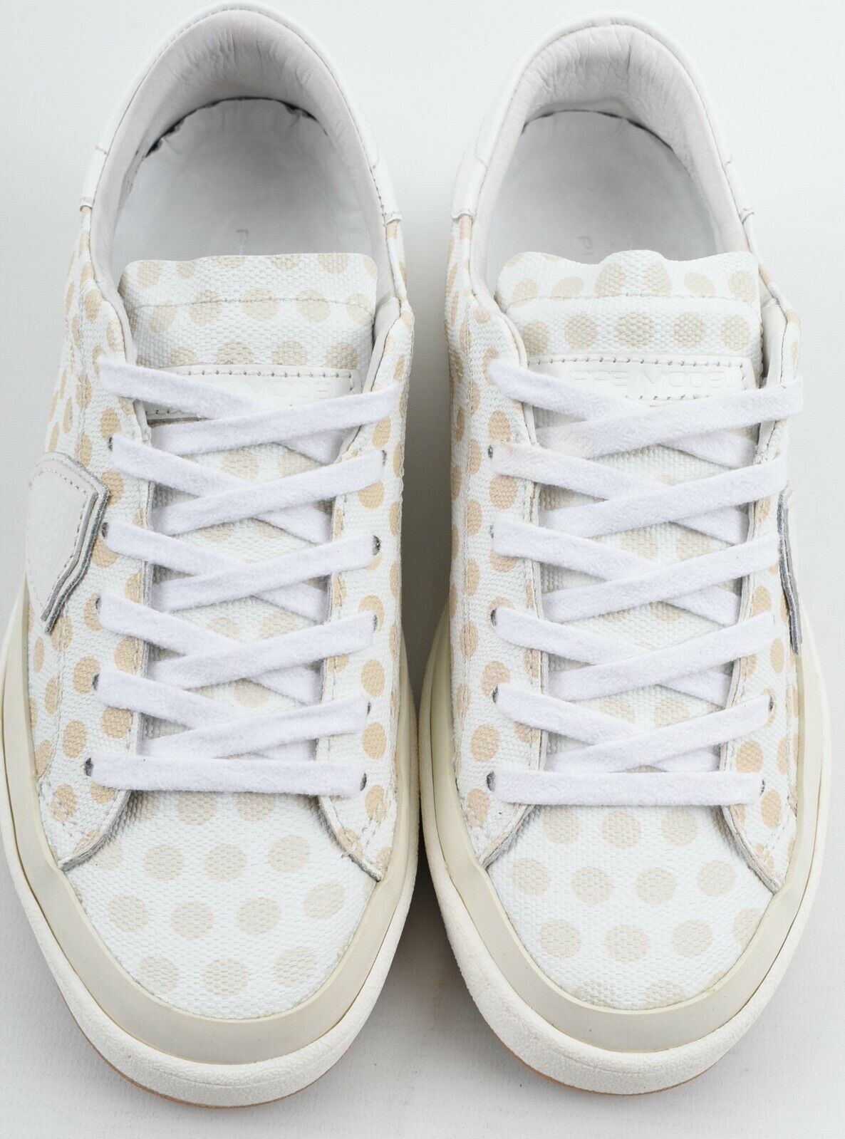 PHILIPPE MODEL Women's Beige Polka Dot Leather Trainers, Wedge Heel, size UK 3