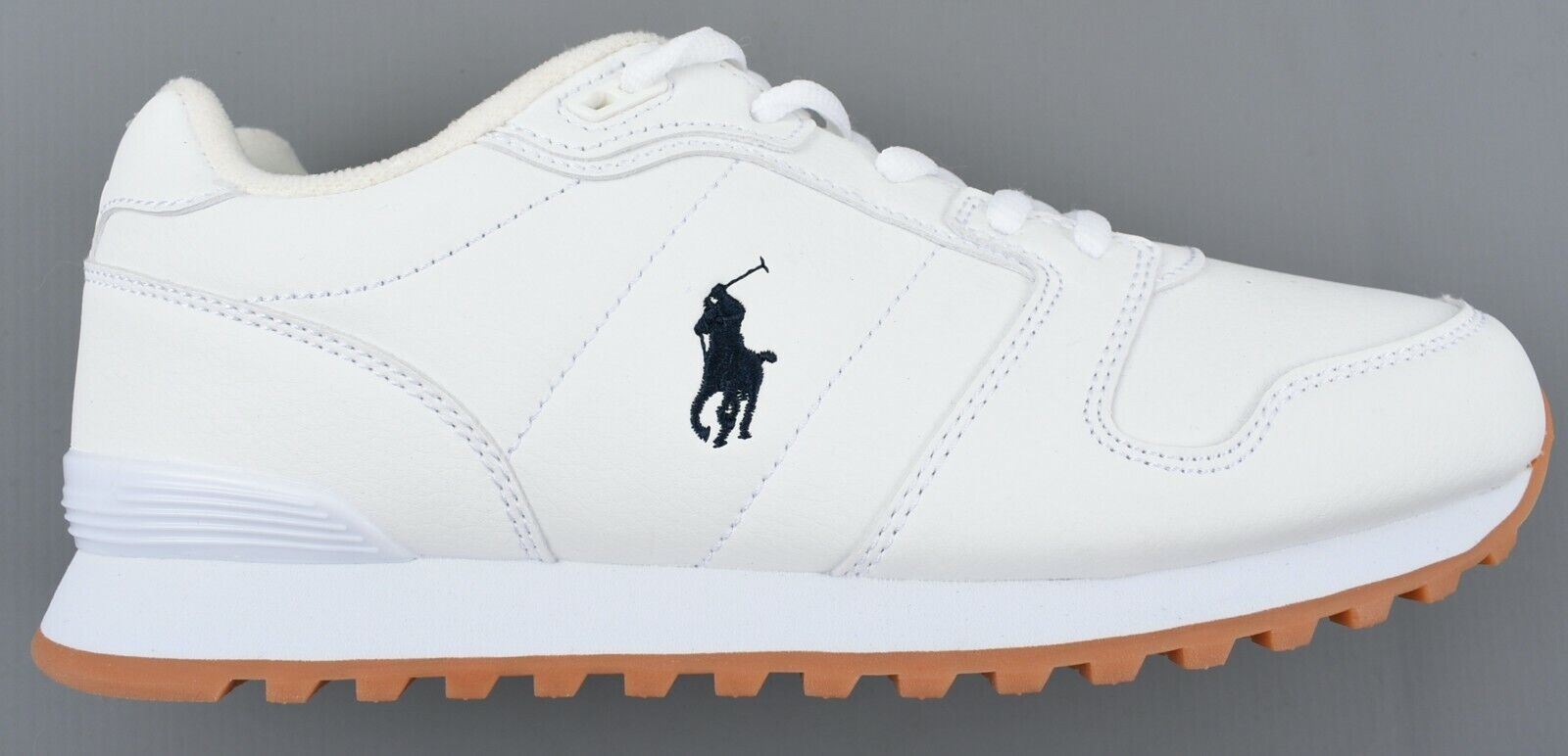POLO RALPH LAUREN Girls' White Faux Leather Trainers, Sneakers, UK junior 4.5