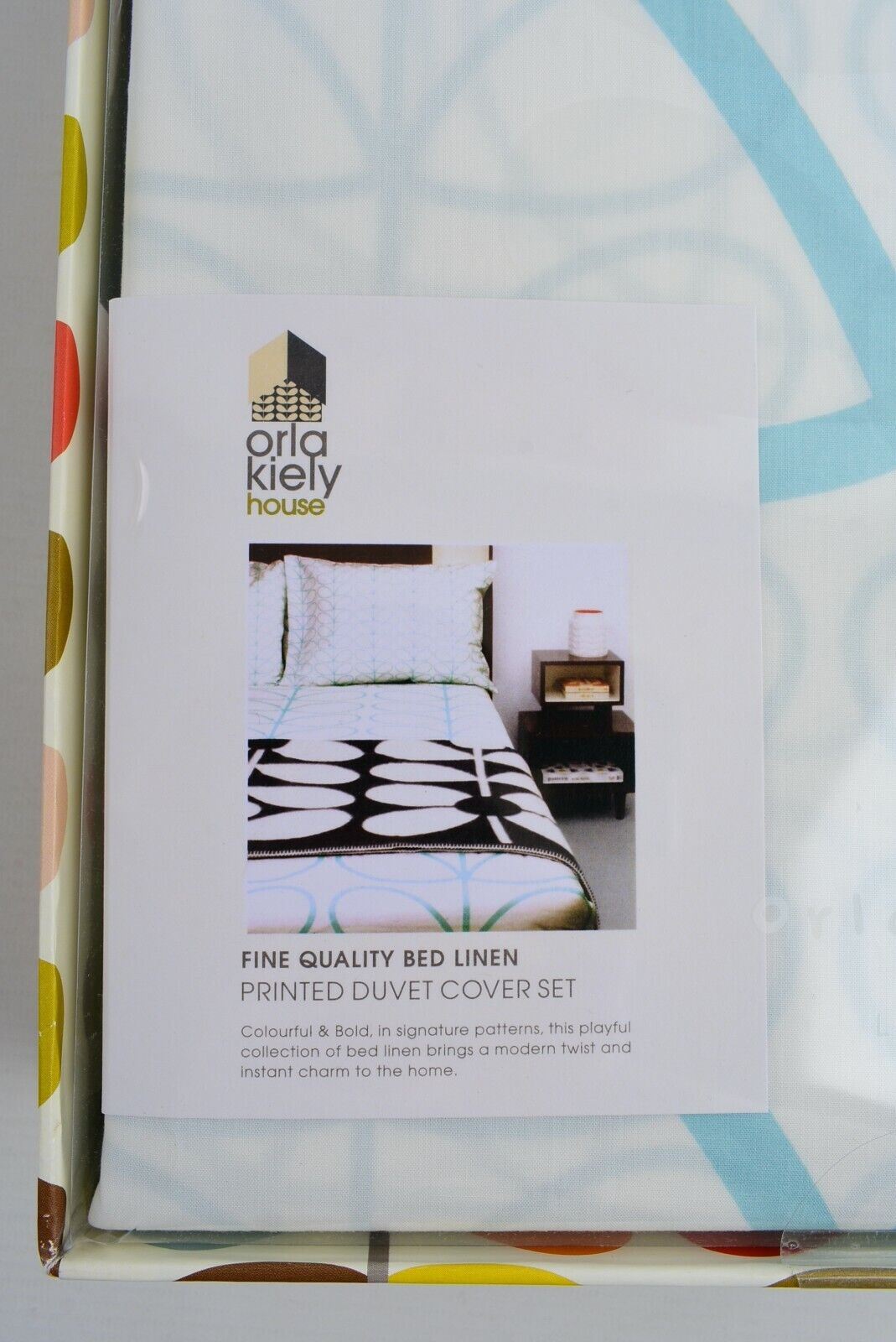 ORLA KIELY Bed Linen: Duvet Cover Set, SUPER KING, Large Linear Stem (Duck Egg)