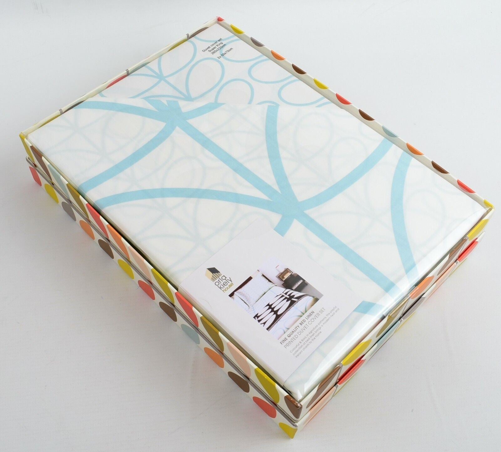 ORLA KIELY Bed Linen: Duvet Cover Set, SUPER KING, Large Linear Stem (Duck Egg)