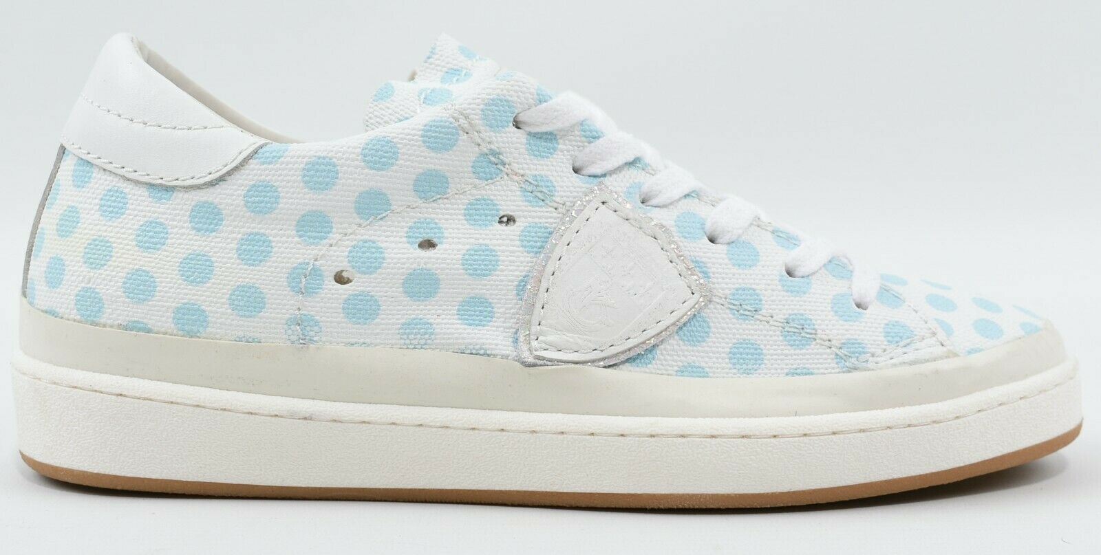 PHILIPPE MODEL Women's Blue Polka Dot Leather Trainers, Wedge Heel, size UK 4