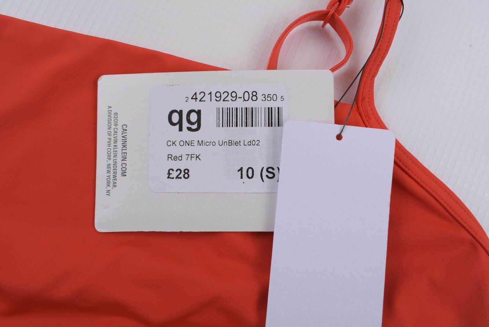 CALVIN KLEIN Women's CK ONE Micro Bralette, Bright Red, size S (UK 10)