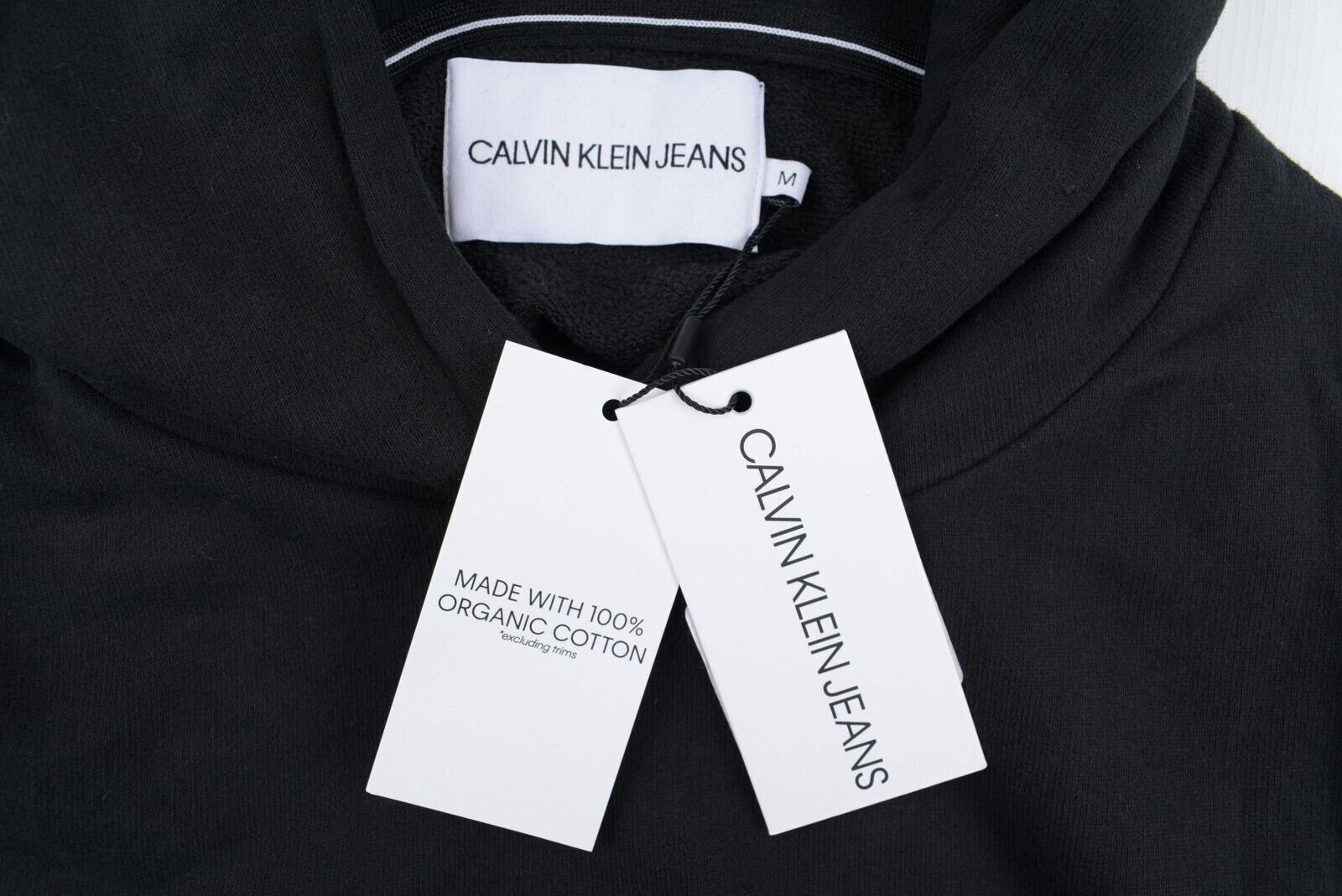 CALVIN KLEIN Women's Tonal Logo Cropped Hoodie, 100% Organic Cotton Black size M