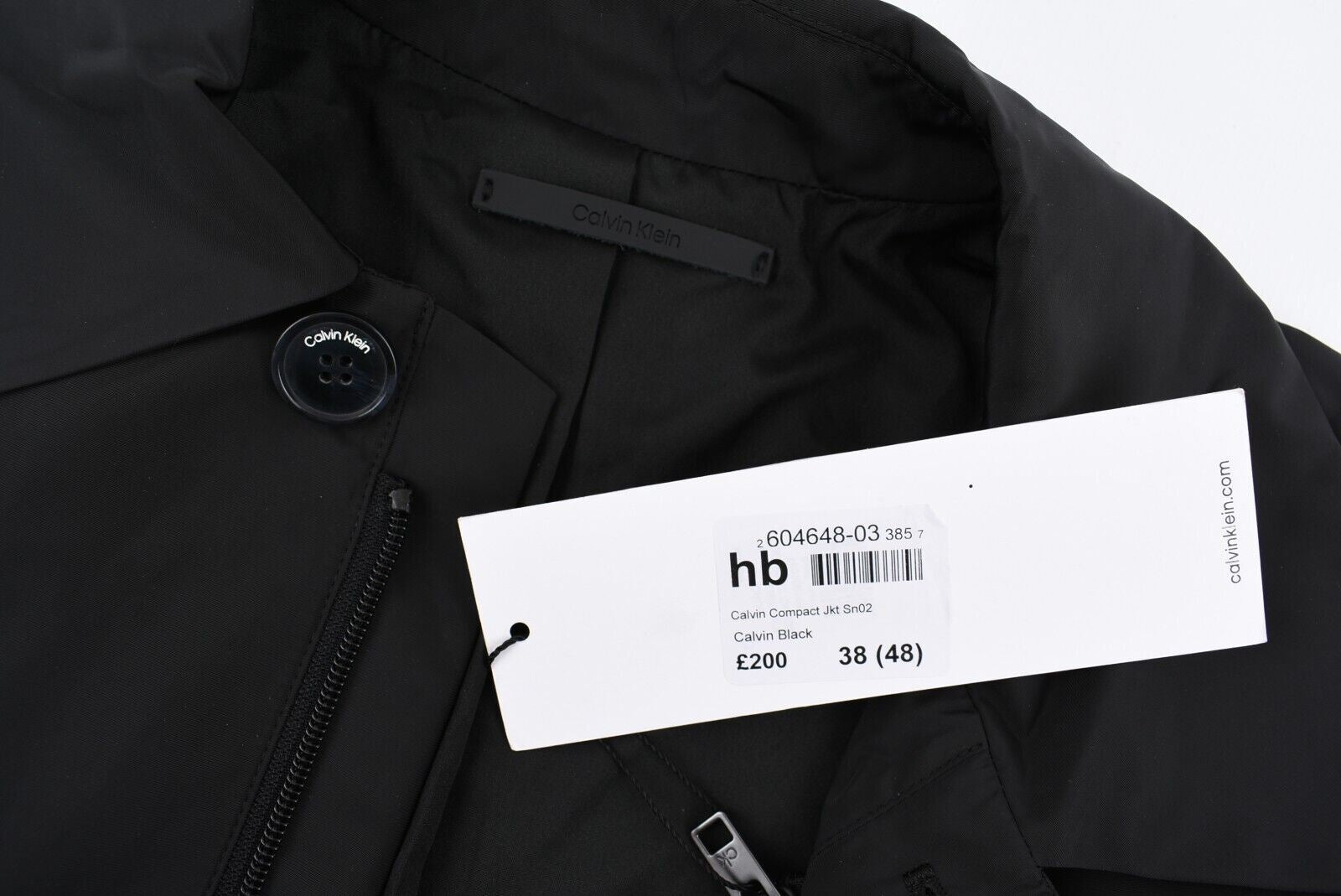 CALVIN KLEIN Men's Compact Jacket, Overcoat, Black, size 38