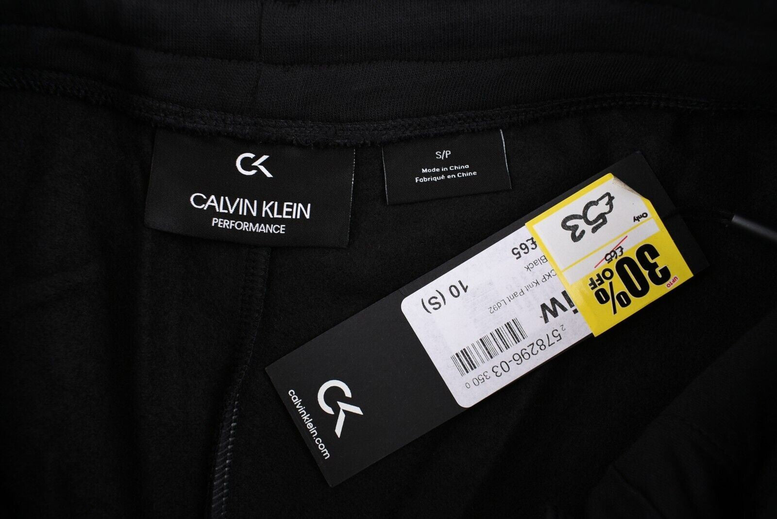 CALVIN KLEIN PERFORMANCE Women's Black Cuffed Joggers Pants, size S (UK 10)