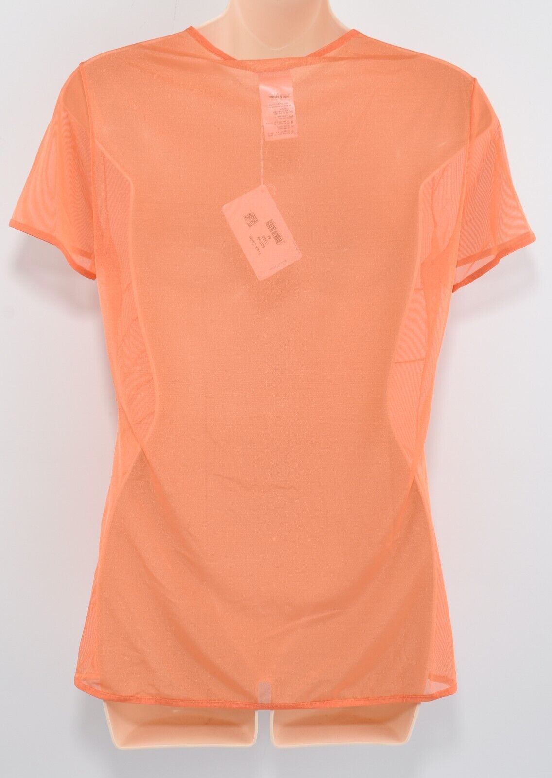 WOLFORD Women's TUCK Short Sleeve Sheer Top, Orange, size M