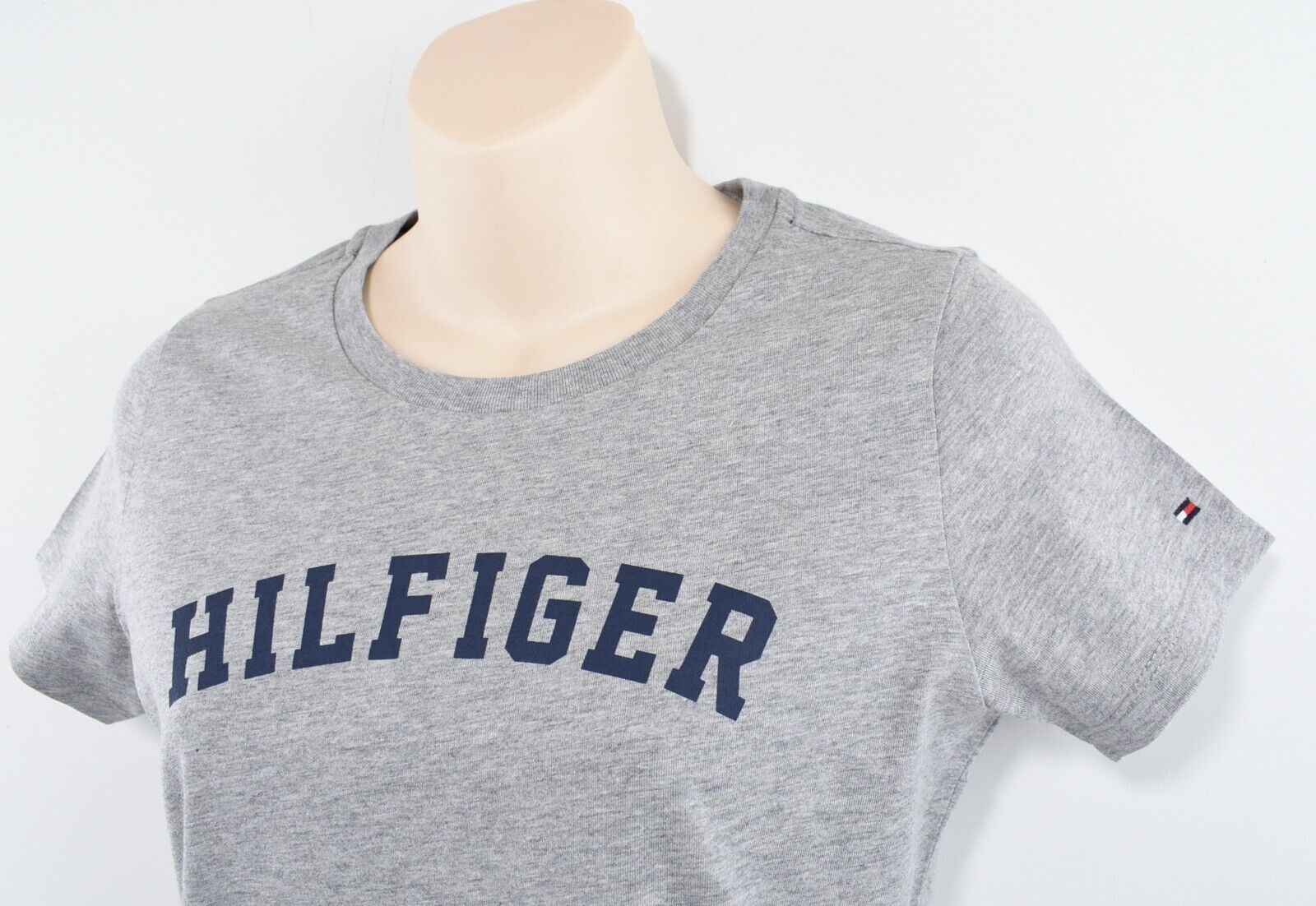 TOMMY HILFIGER Women's ORGANIC COTTON Logo T-shirt, Grey Heather, XS (UK 8)