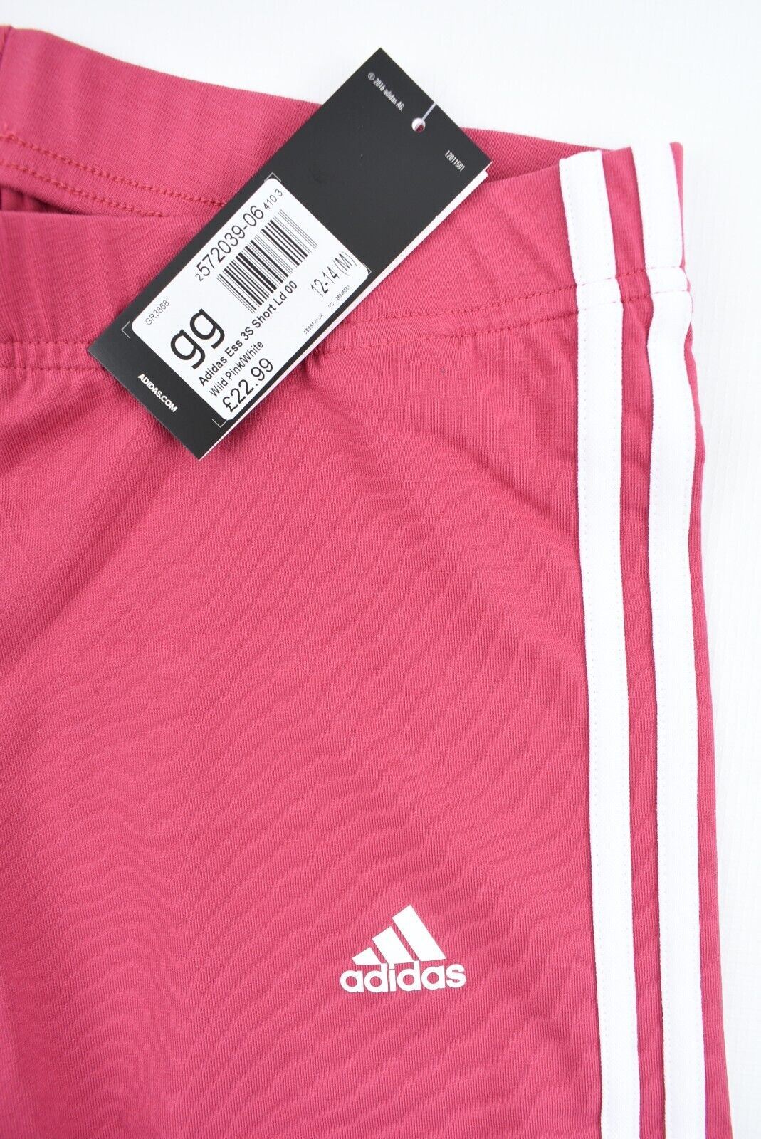 ADIDAS Women's 3 Stripes Short Leggings Shorts, Pink, size M (UK 12-14)
