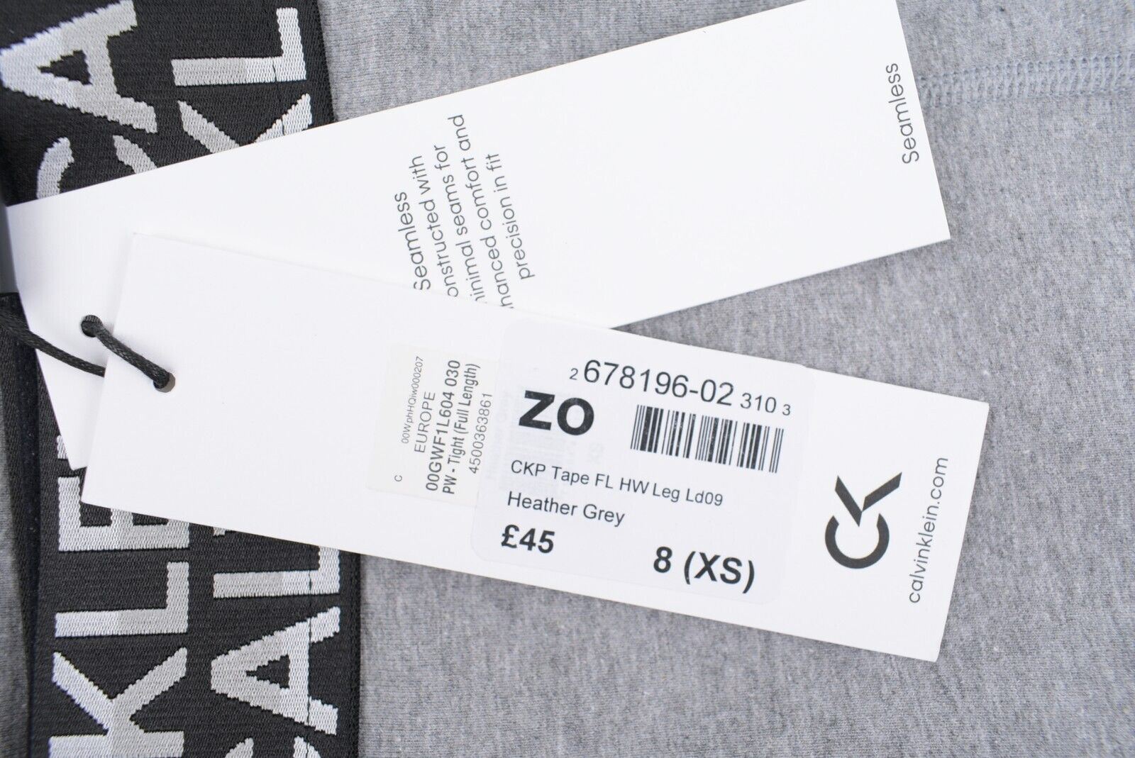 CALVIN KLEIN PERFORMANCE Women's Cotton Leggings, Heather Grey, size XS (UK 8)