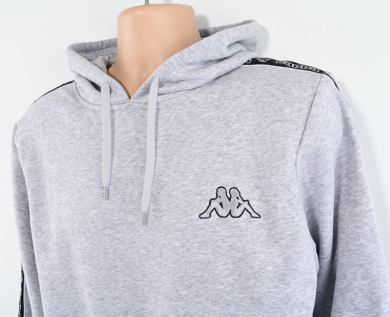 KAPPA Men's Hooded Sweatshirt, Hoodie, Sleeve Logo Tape, Grey, size M