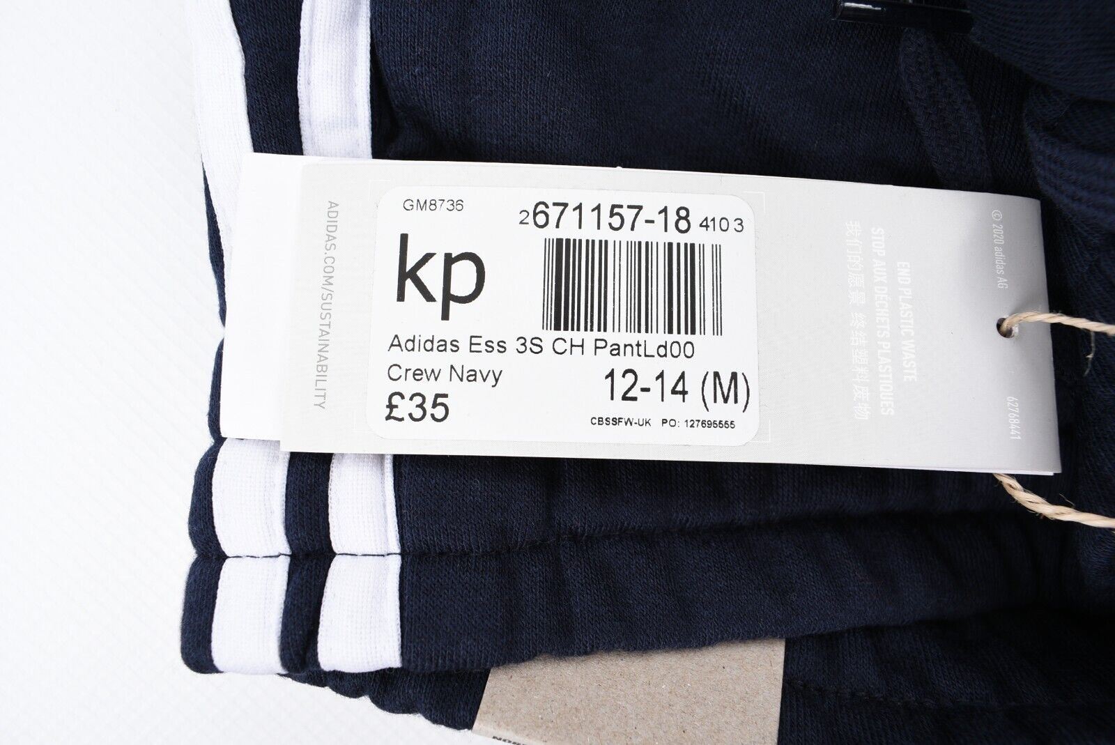 ADIDAS Women's Slim Leg Cuffed Joggers, Crew Navy Blue, size M (UK 12-14)