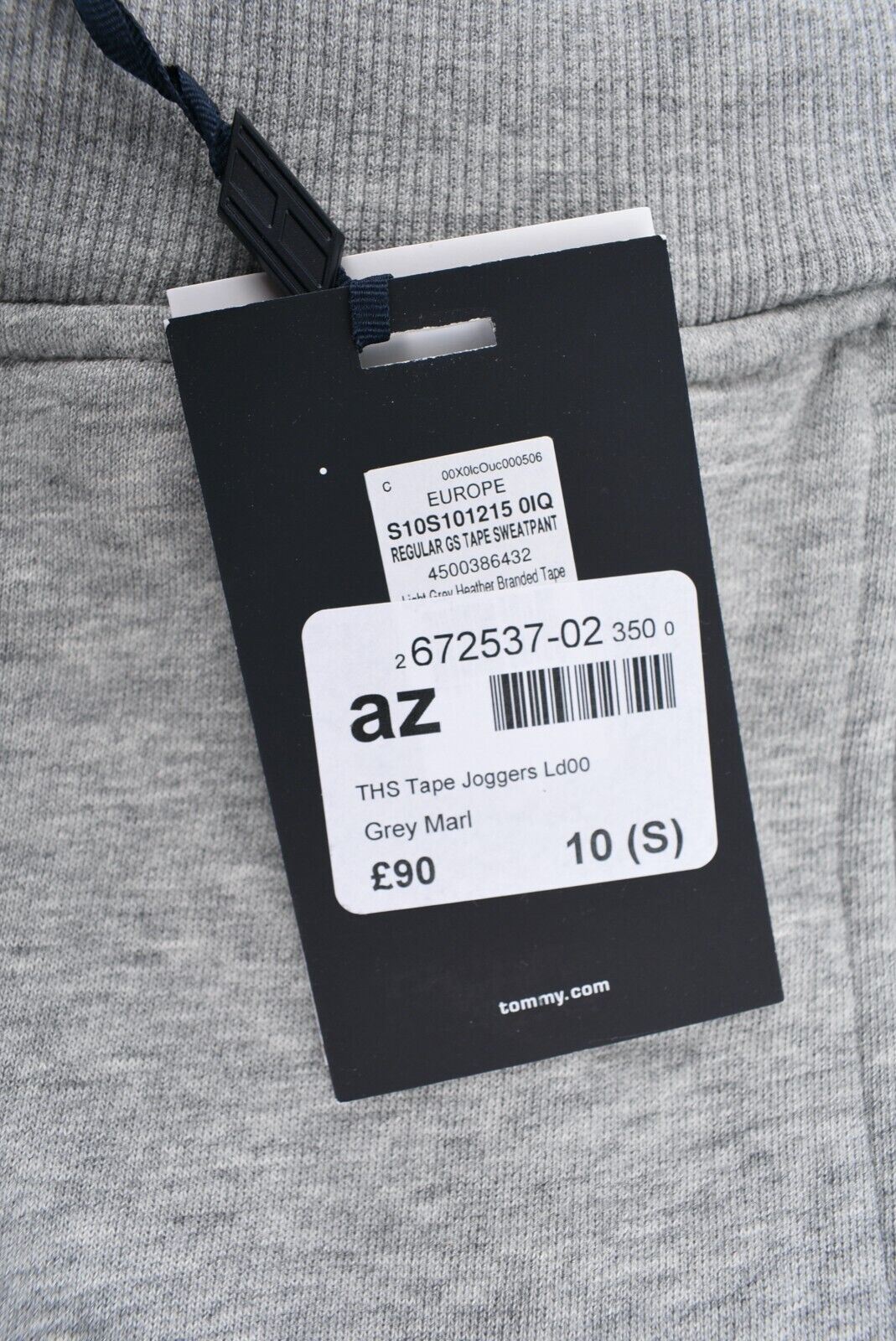 TOMMY HILFIGER Women's Logo Tape Organic Cotton Joggers, Grey Marl, size S UK 10