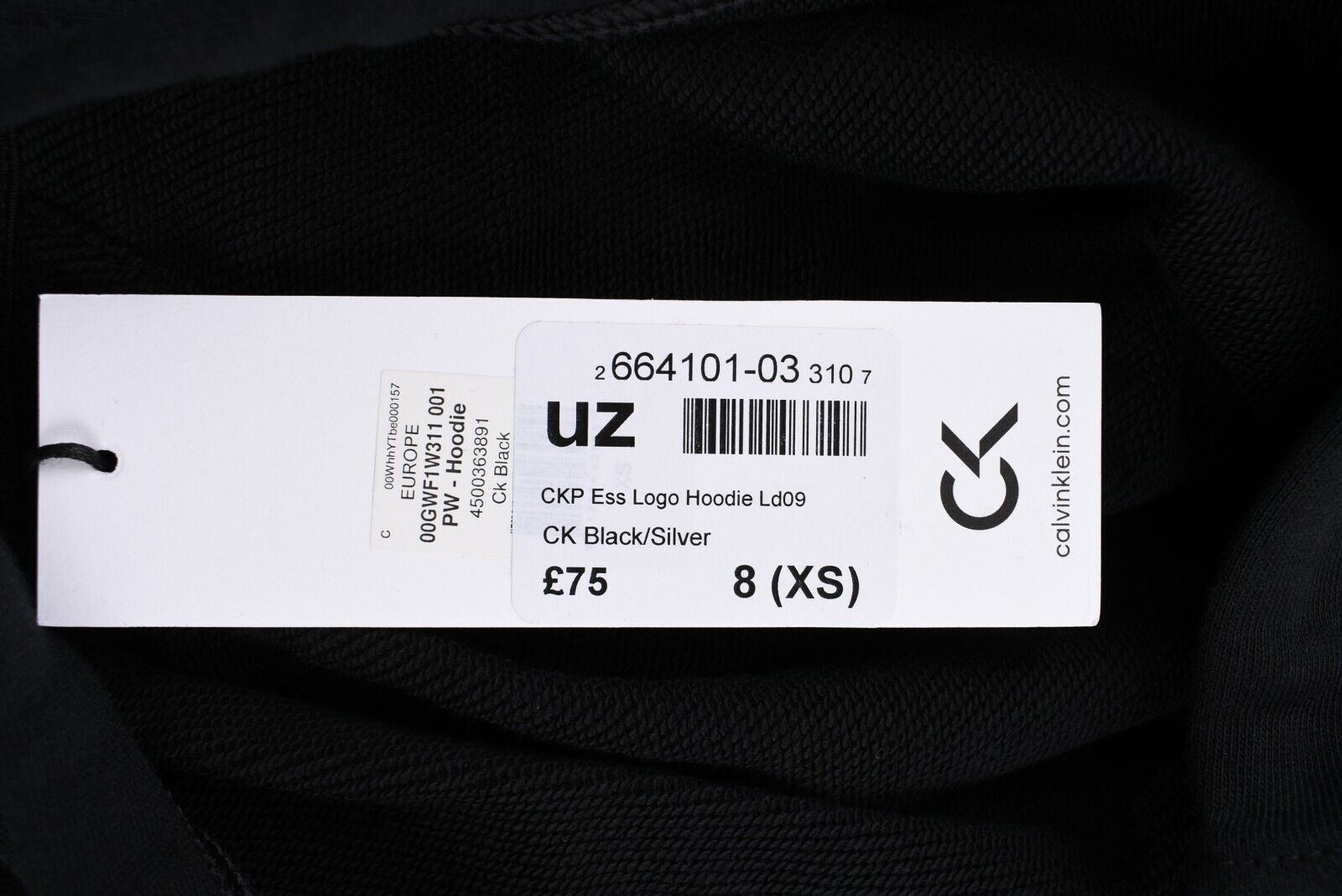 CALVIN KLEIN Performance Women's Hoodie, Hooded Sweatshirt, Black size XS (UK 8)