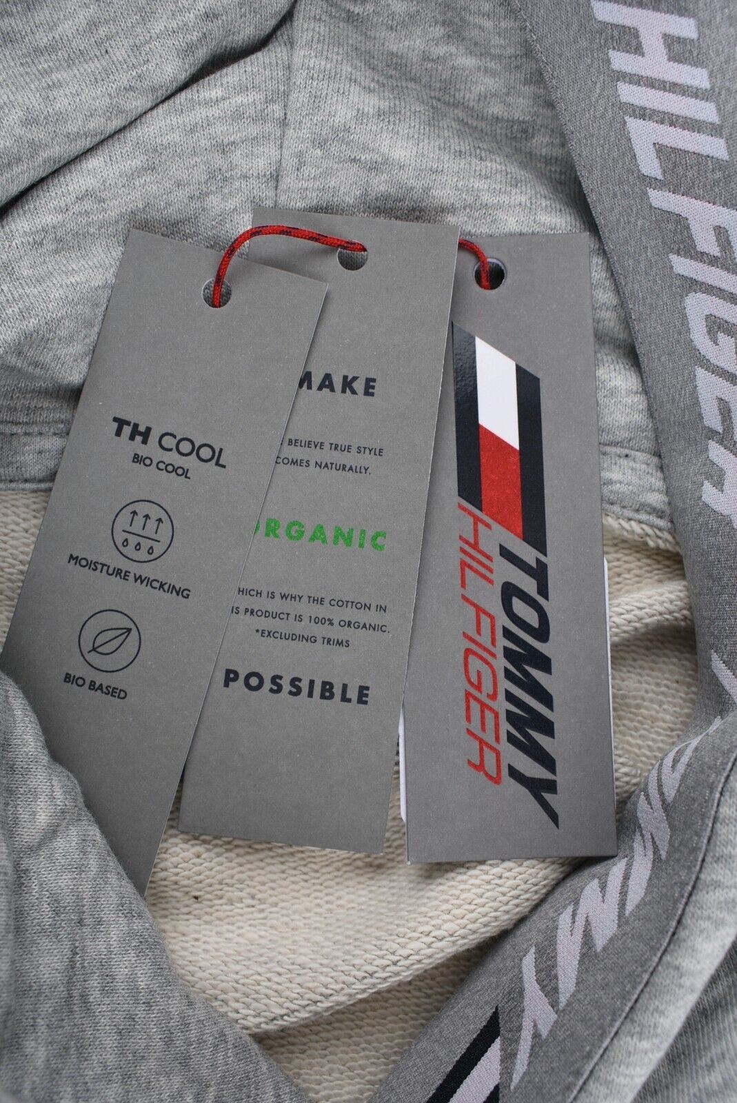 TOMMY HILFIGER Women's Cropped Logo Hoodie, Organic Cotton, Grey, size S (UK 10)