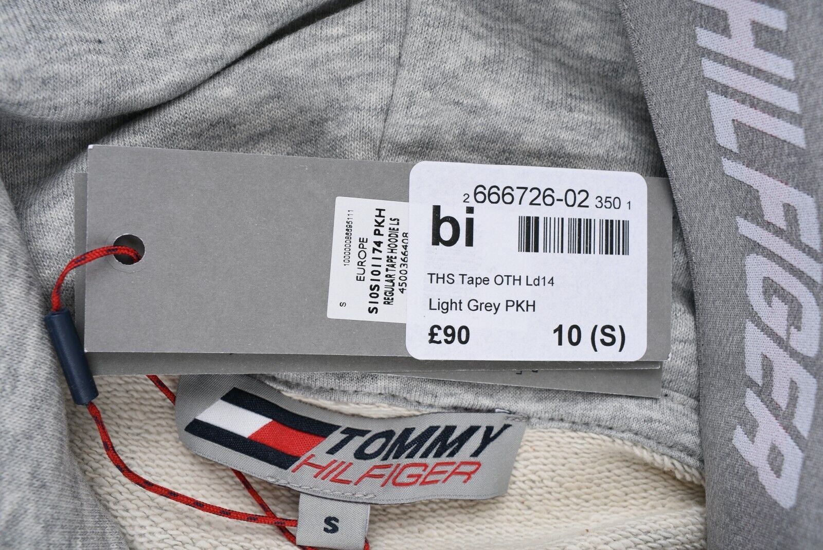 TOMMY HILFIGER Women's Cropped Logo Hoodie, Organic Cotton, Grey, size S (UK 10)