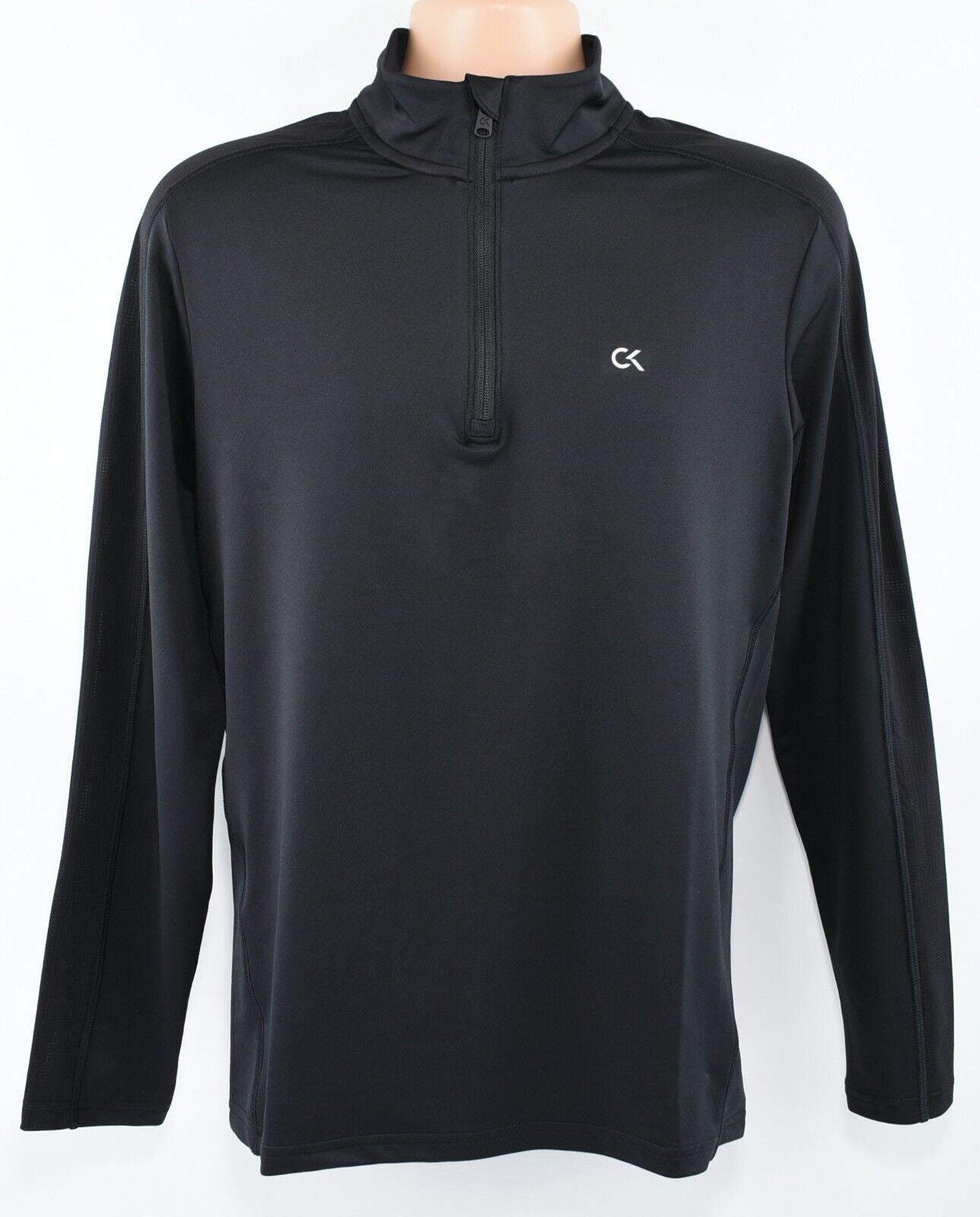 CALVIN KLEIN Performance Men's 1/4 Zip Neck Long Sleeve Top, Black, size S