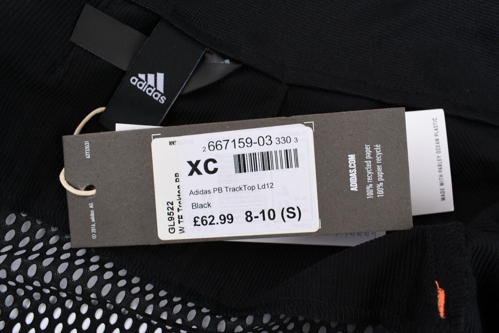 ADIDAS Activewear: Women's Primeblue Short Track Jacket, Black, size S UK 8-10