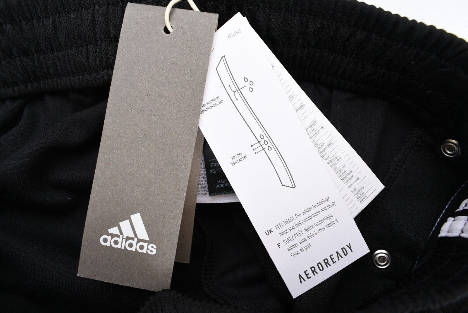 ADIDAS Women's 7/8 SNAP PANT Joggers, Black with White Stripes, size XS (UK 4-6)