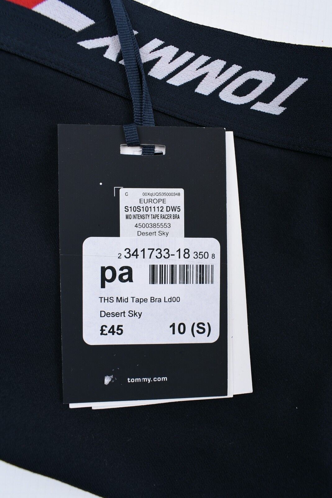 TOMMY HILFIGER Women's Mid Intensity Racerback Sports Bra, Blue, size S (UK 10)