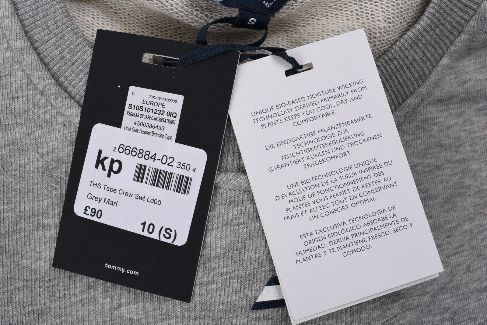 TOMMY HILFIGER Women's Tape Sleeve Crew Neck Cropped Sweatshirt, Grey, size S