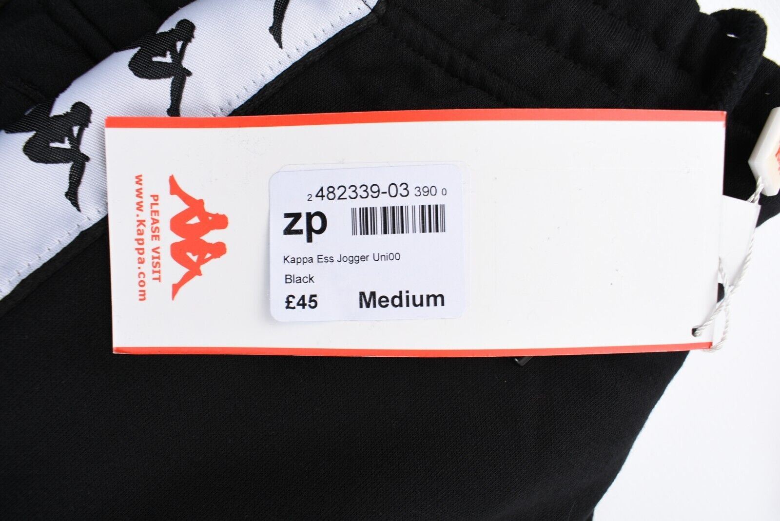 KAPPA Men's Logo Tape SLIM FIT Joggers, Black, size M