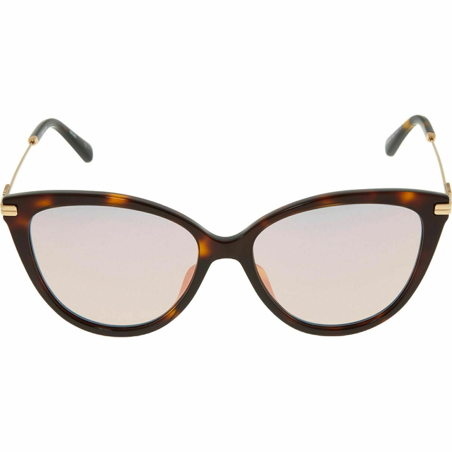MOSCHINO Women's Dark Havana / Gold Tone Metal Cat-Eye Sunglasses, MOS069