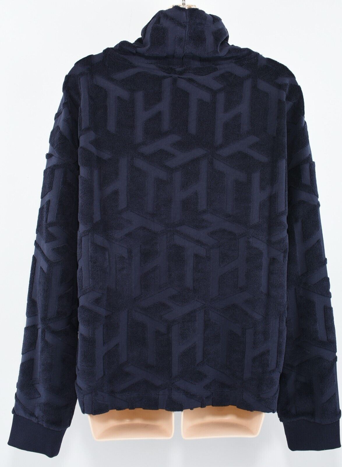 TOMMY HILFIGER Women's Relaxed Textured Cube Sweatshirt, Blue, size L (UK 14)