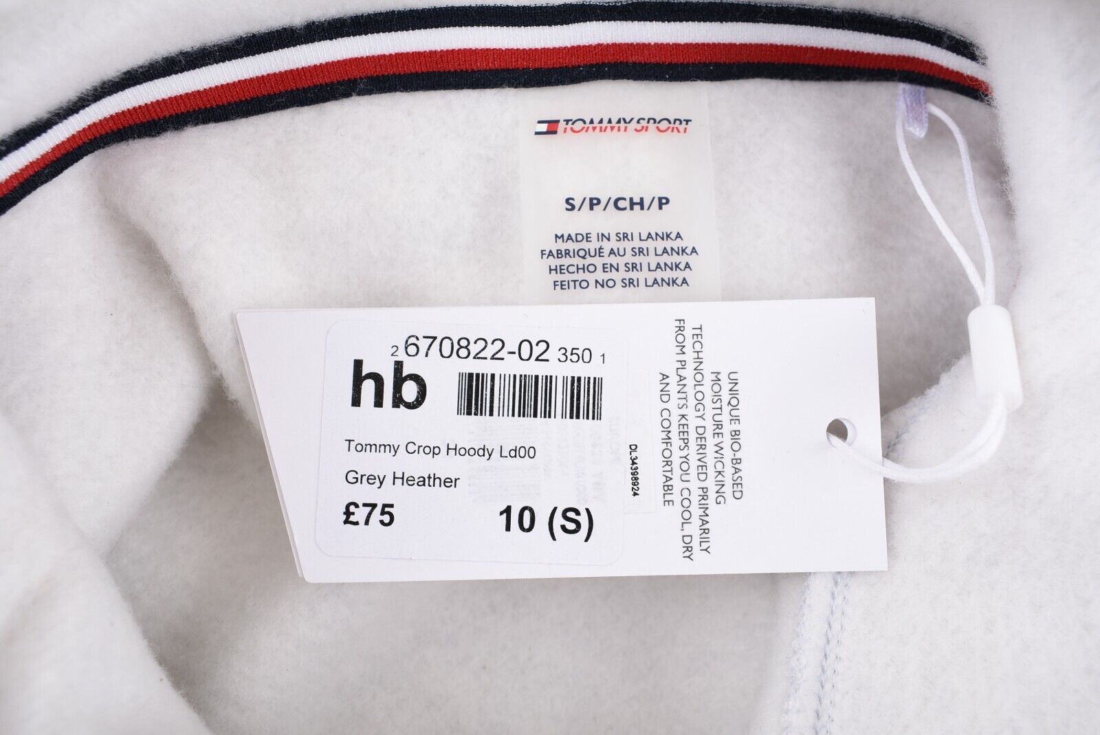 TOMMY HILFIGER - TOMMY SPORT Women's Cropped Hoodie, Light Grey Heather, size S