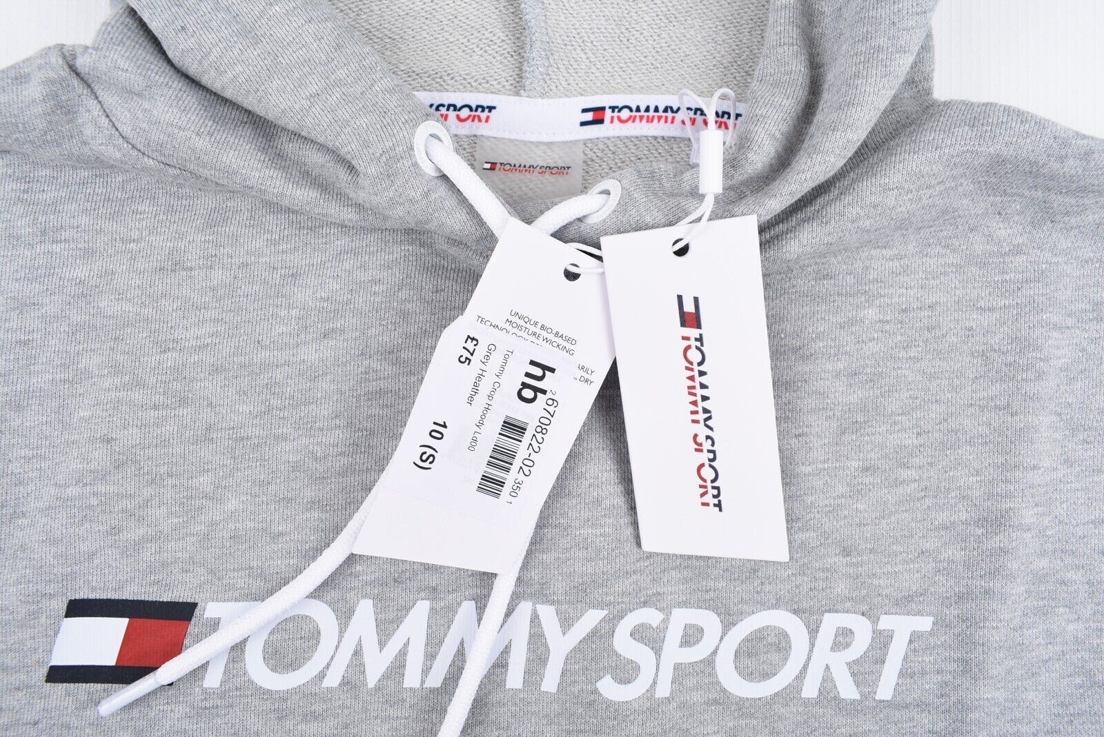 TOMMY HILFIGER - TOMMY SPORT Women's Cropped Hoodie, Grey Heather, size S