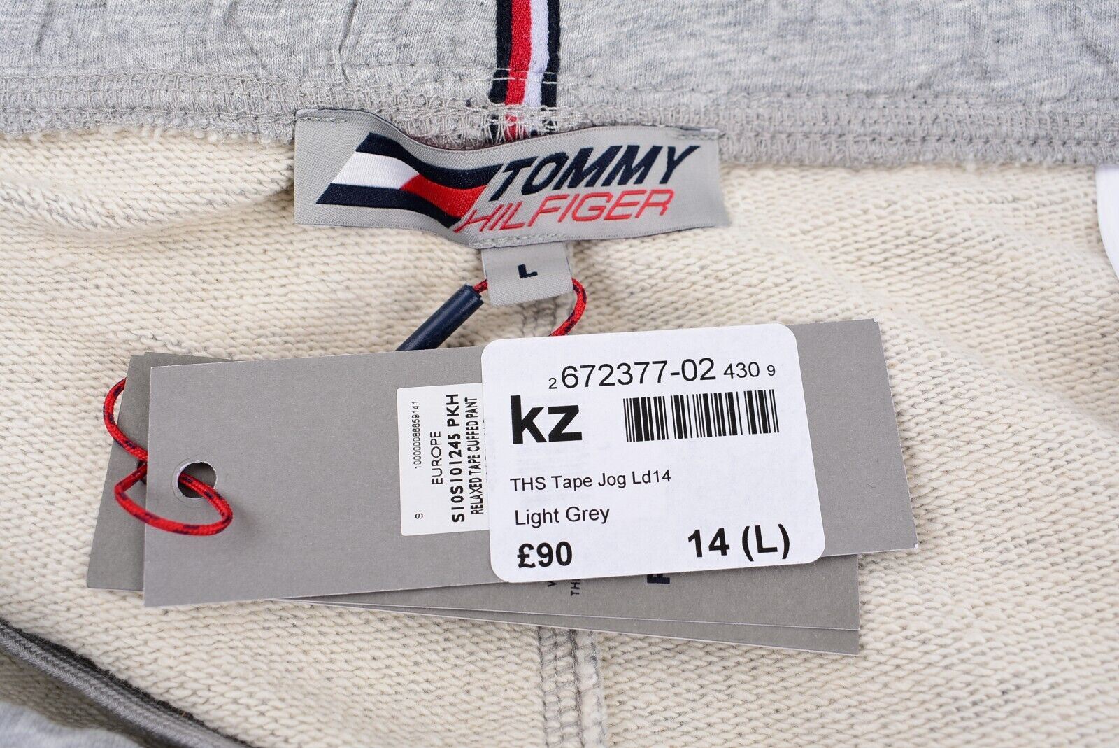 TOMMY HILFIGER Women's Logo Tape RELAXED Organic Cotton Joggers, Grey, size L