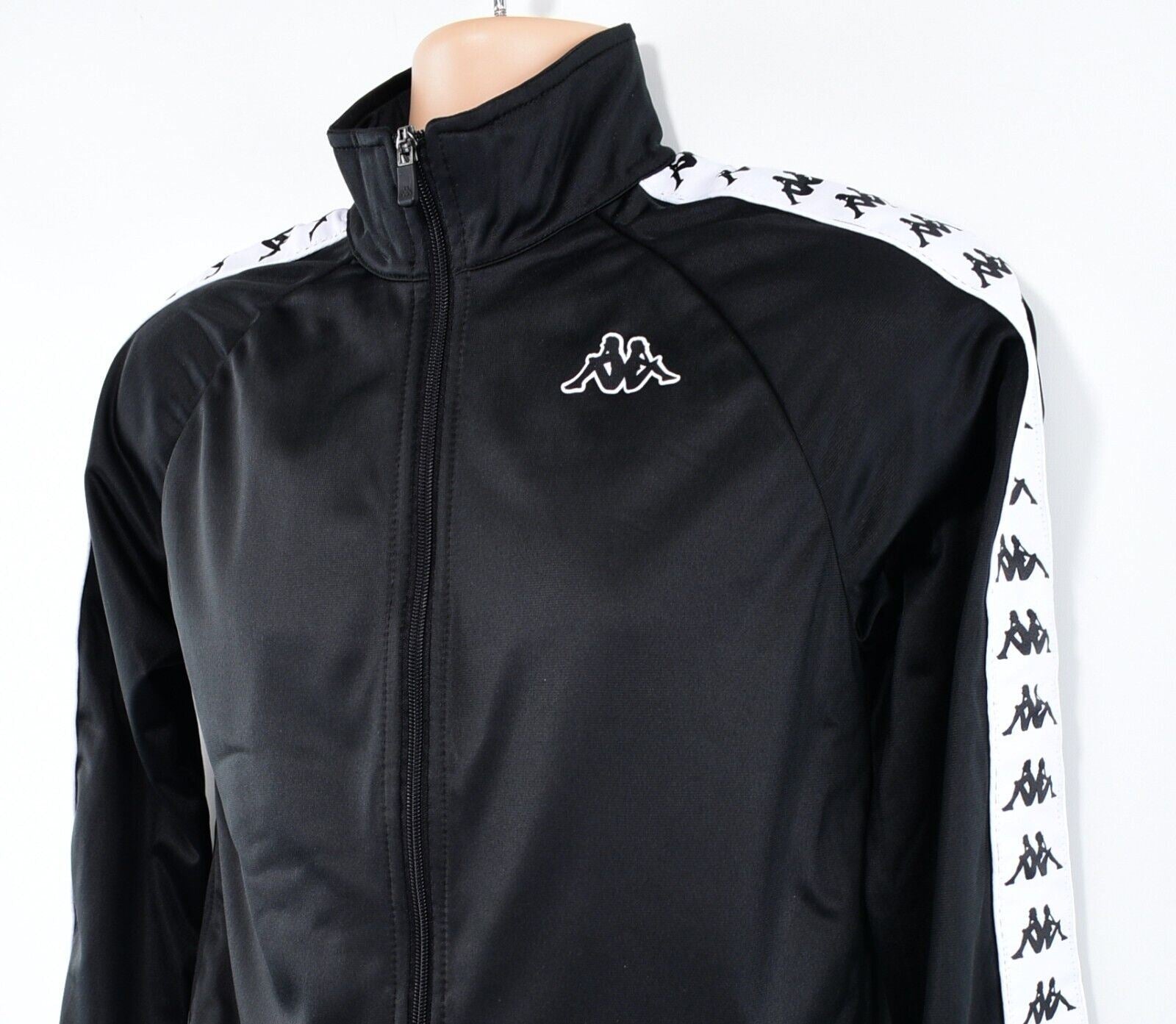 KAPPA Men's Full Zip Track Jacket, Track Suit Top, SLIM FIT, Black, size LARGE