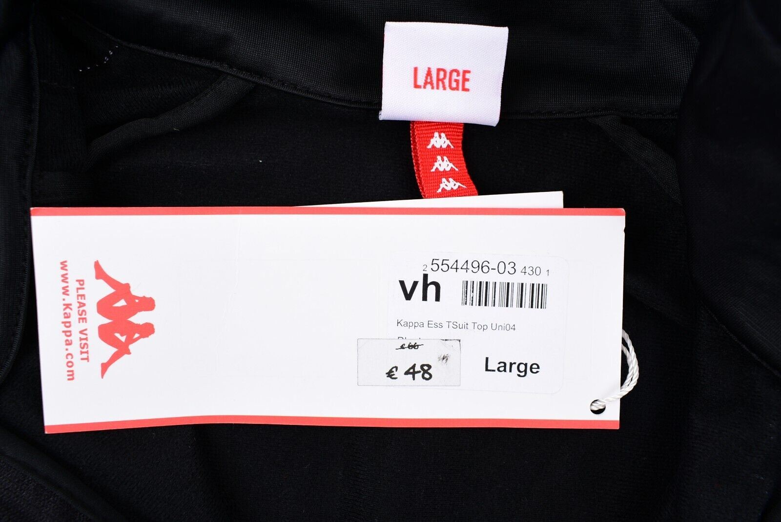 KAPPA Men's Full Zip Track Jacket, Track Suit Top, SLIM FIT, Black, size LARGE