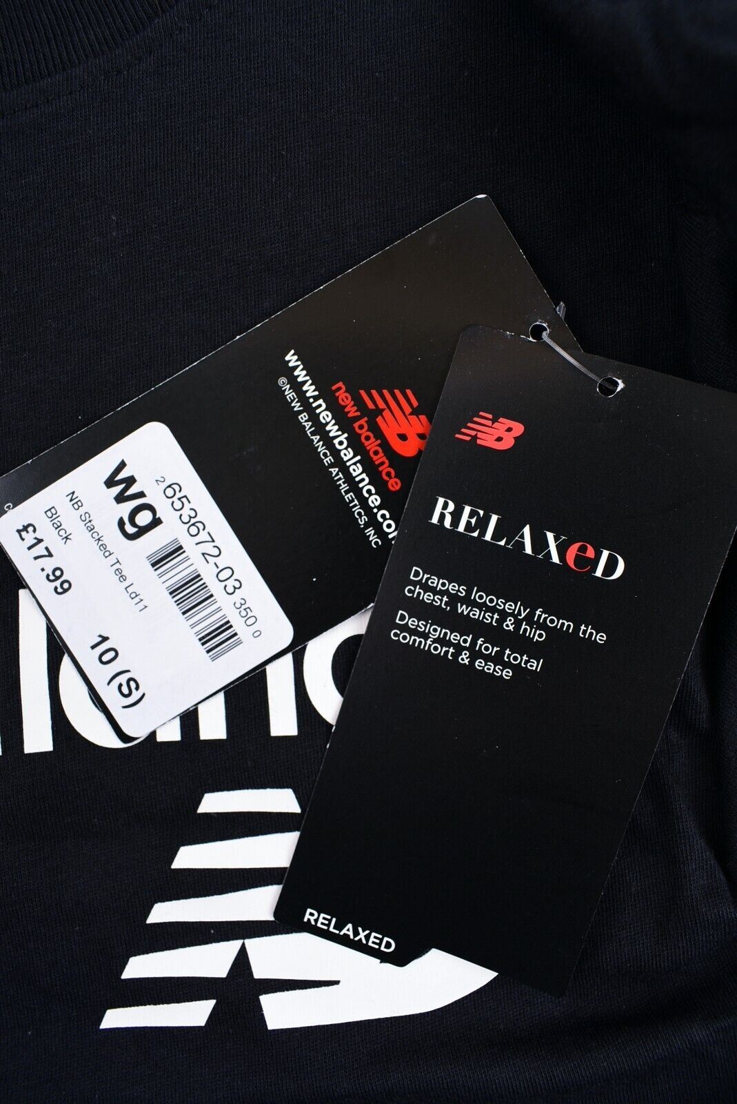 NEW BALANCE Women's Stacked Logo Cropped Relaxed Tee, Black, size S (UK 10)