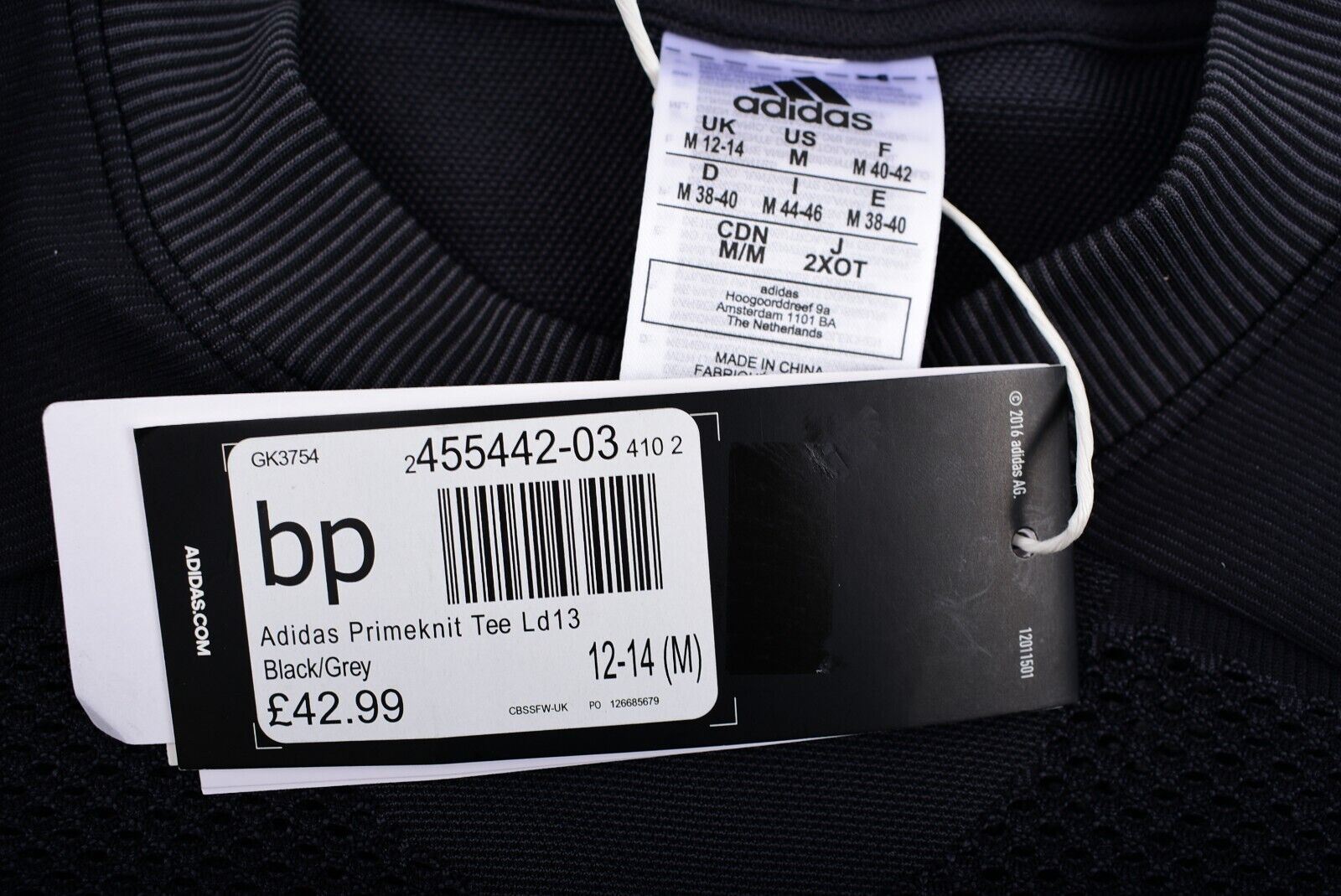 ADIDAS Women's Primeknit Tee, Workout Top, Black-Grey, size M (UK 12-14)