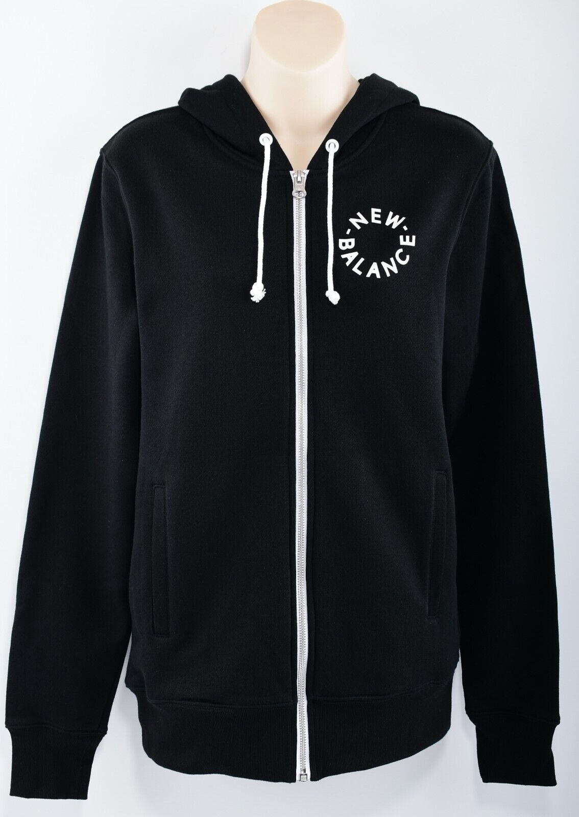 NEW BALANCE Men's Full Zip Hoodie Jacket, Black, size SMALL